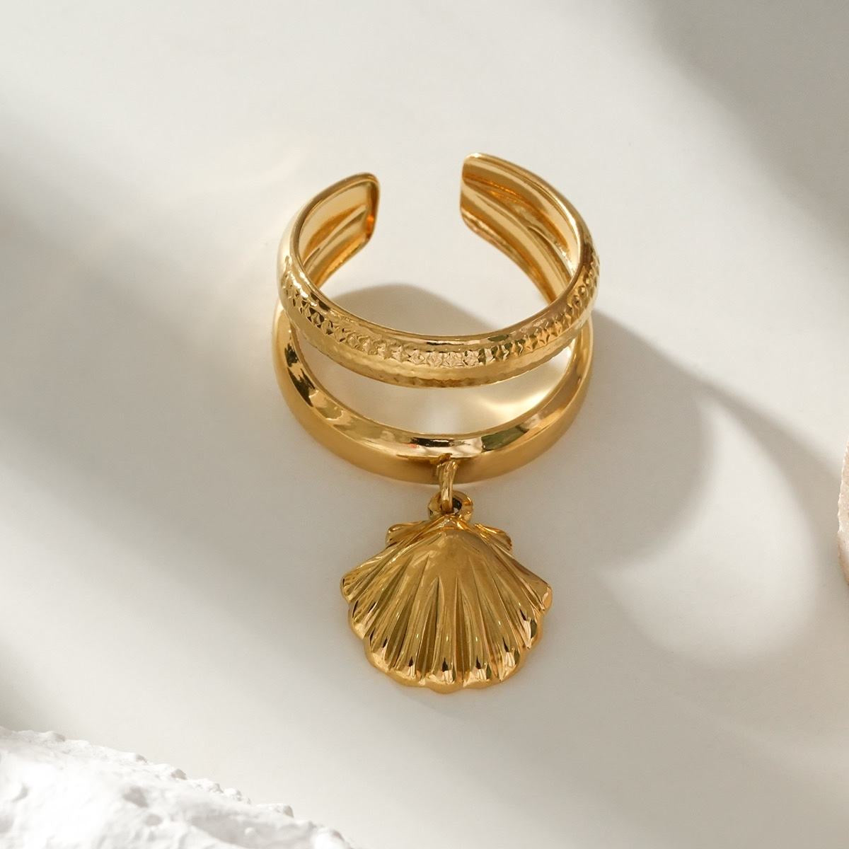 Bague Fantaisie Coquillage Doré