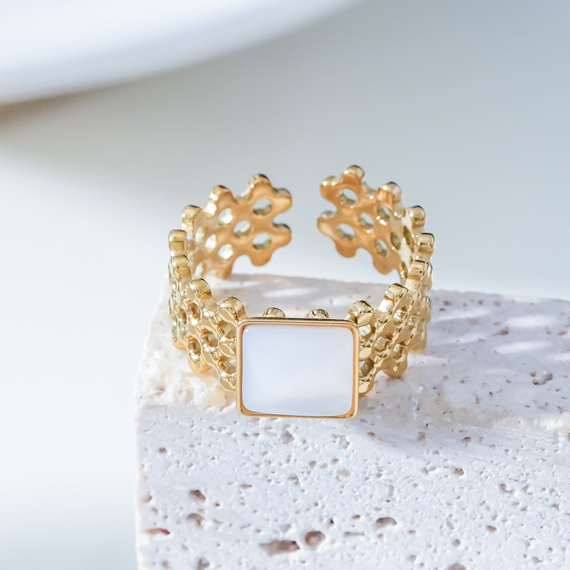 Bague Carrée Nacrée