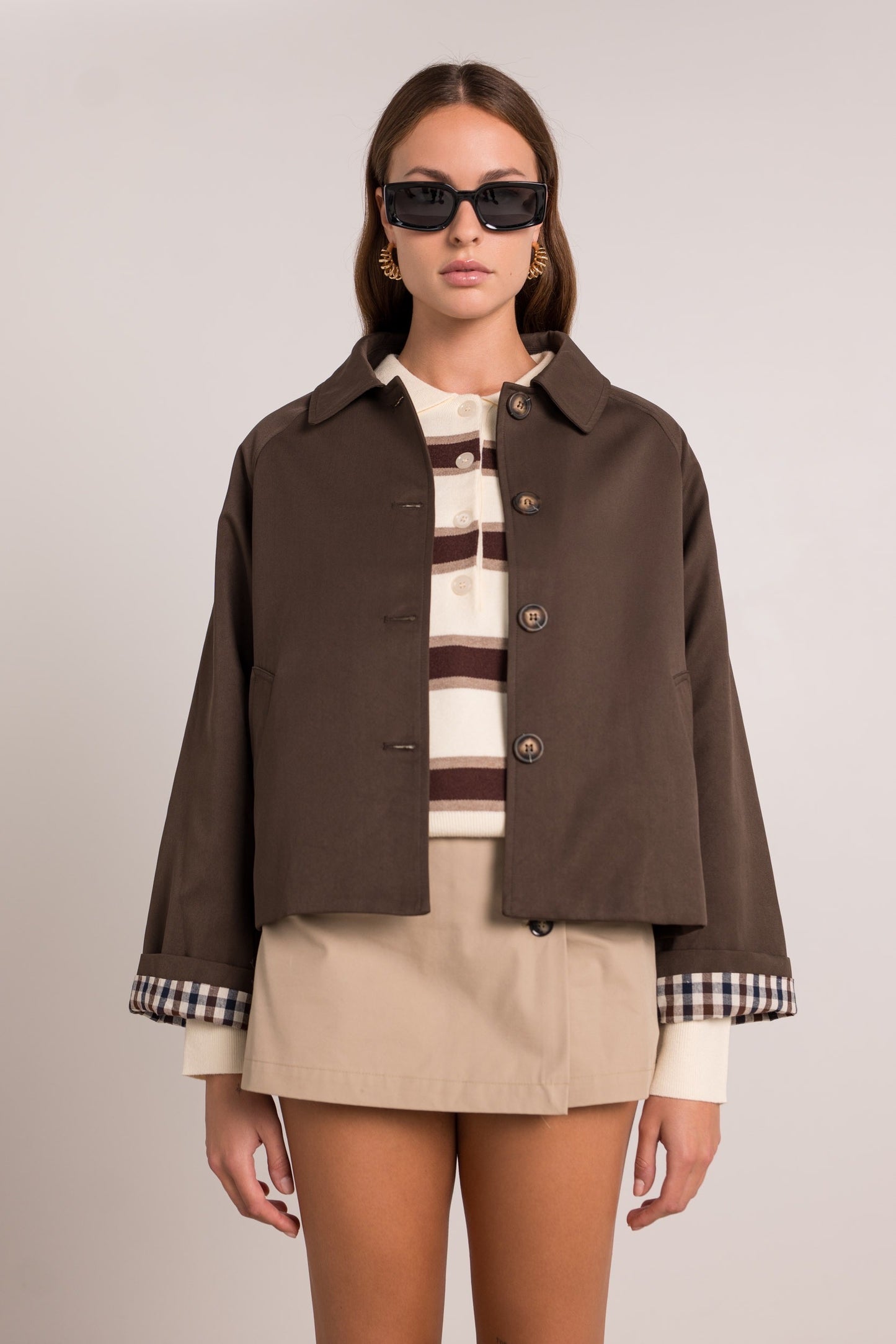 Veste Trench Revers Carreaux