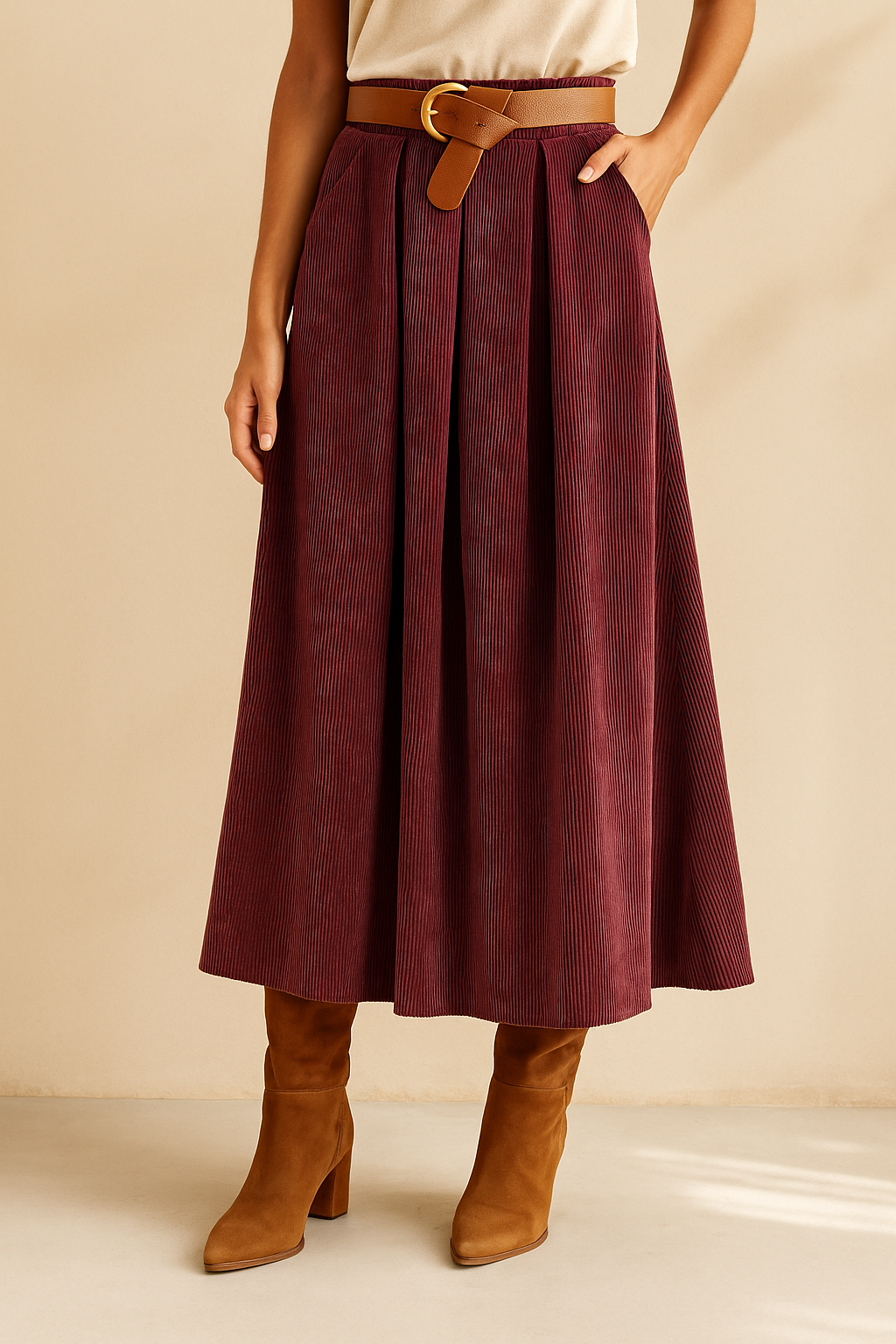 Jupe Longue Velours Côtelé