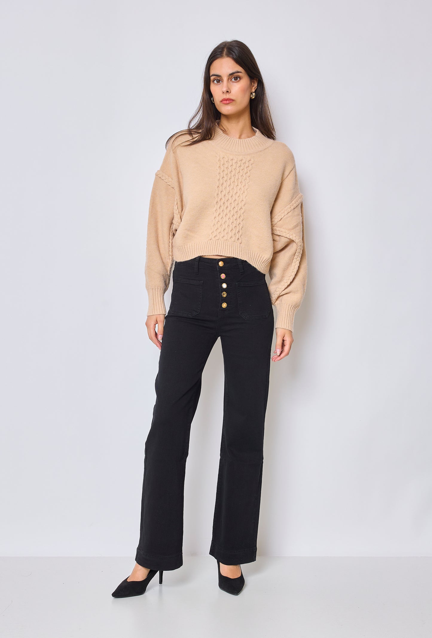 Jean Taille Haute à Boutons