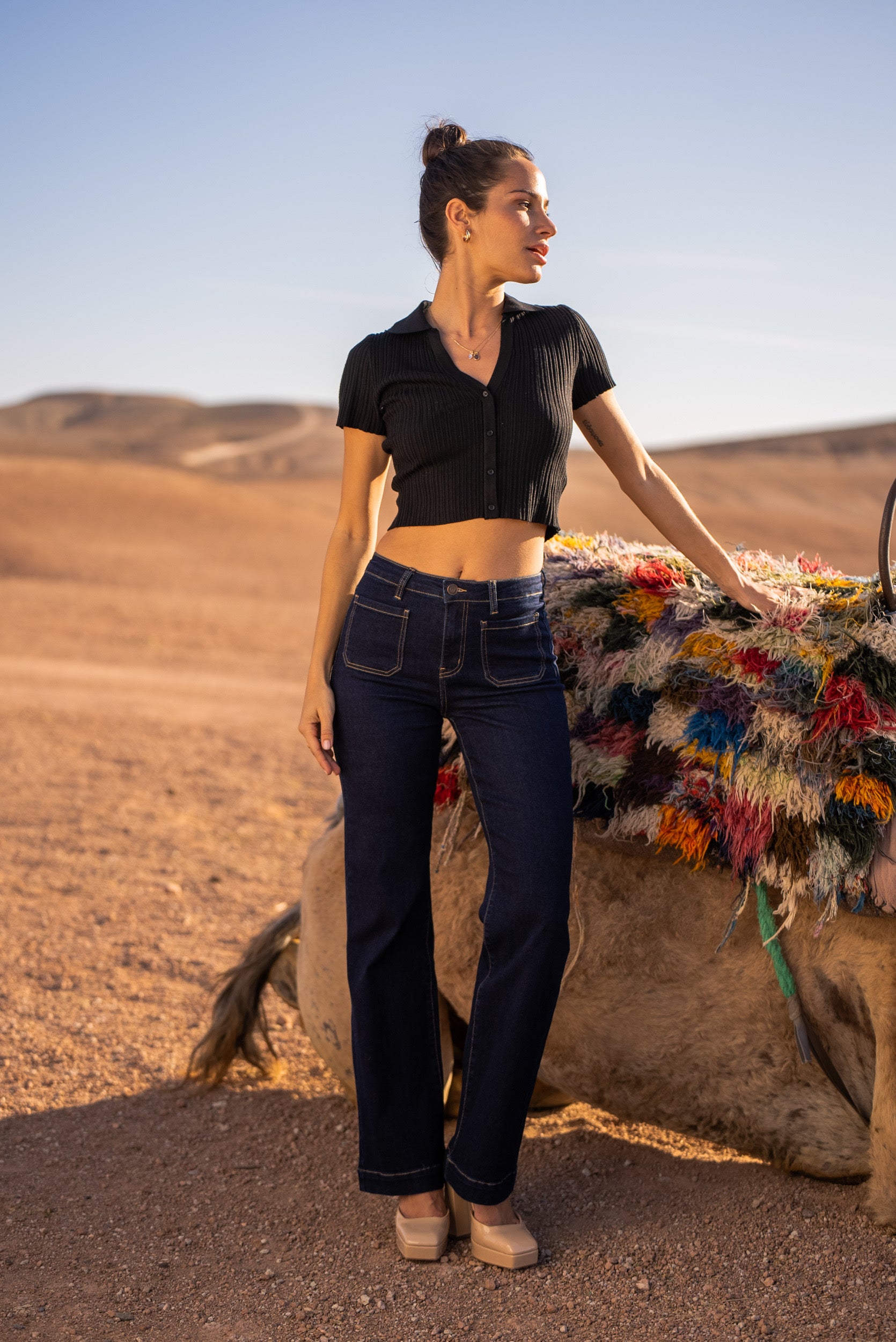 Jean droit brut femme stretch – Tailles 34 à 42 – hippiechic-boutique