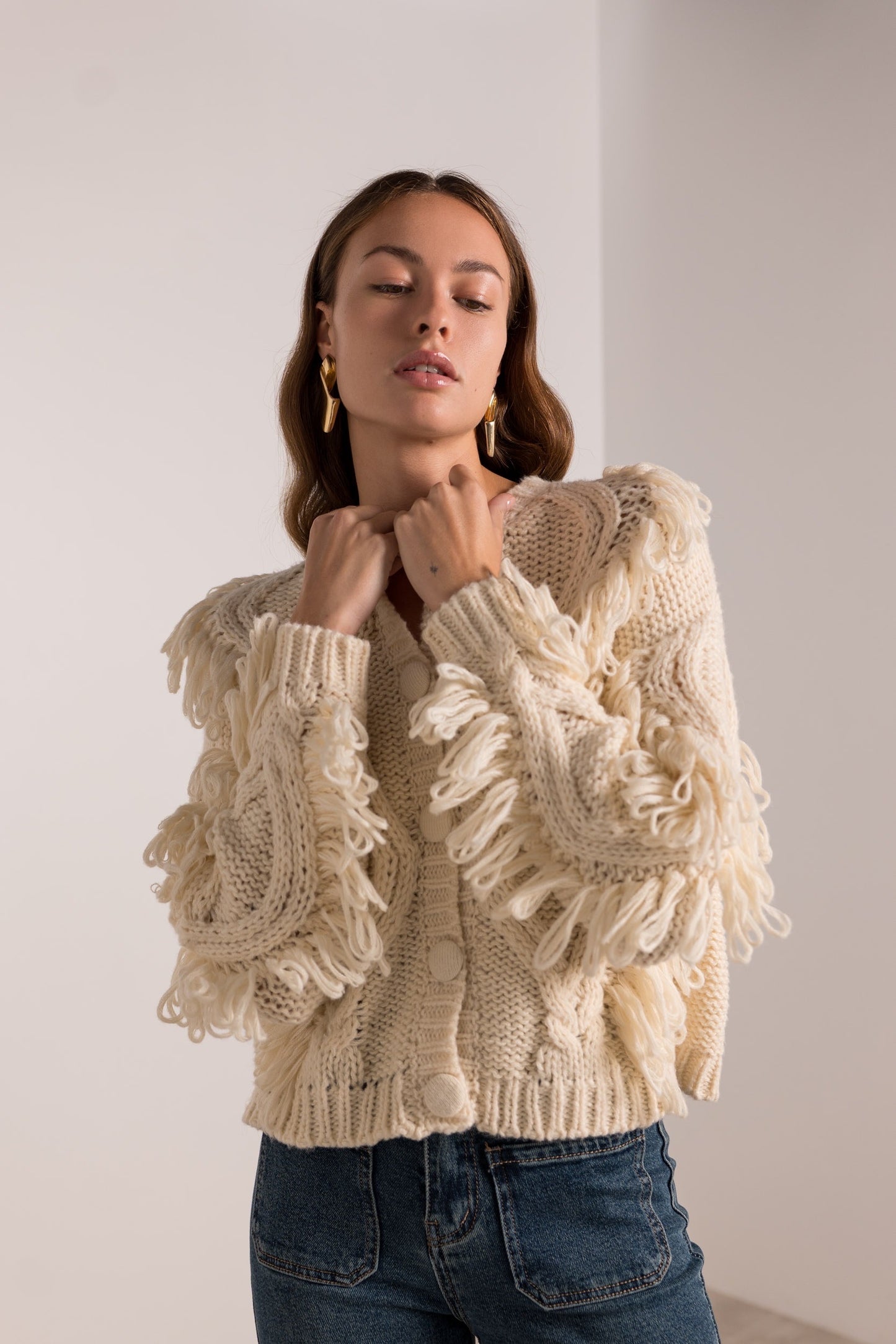 Gilet Franges Écru