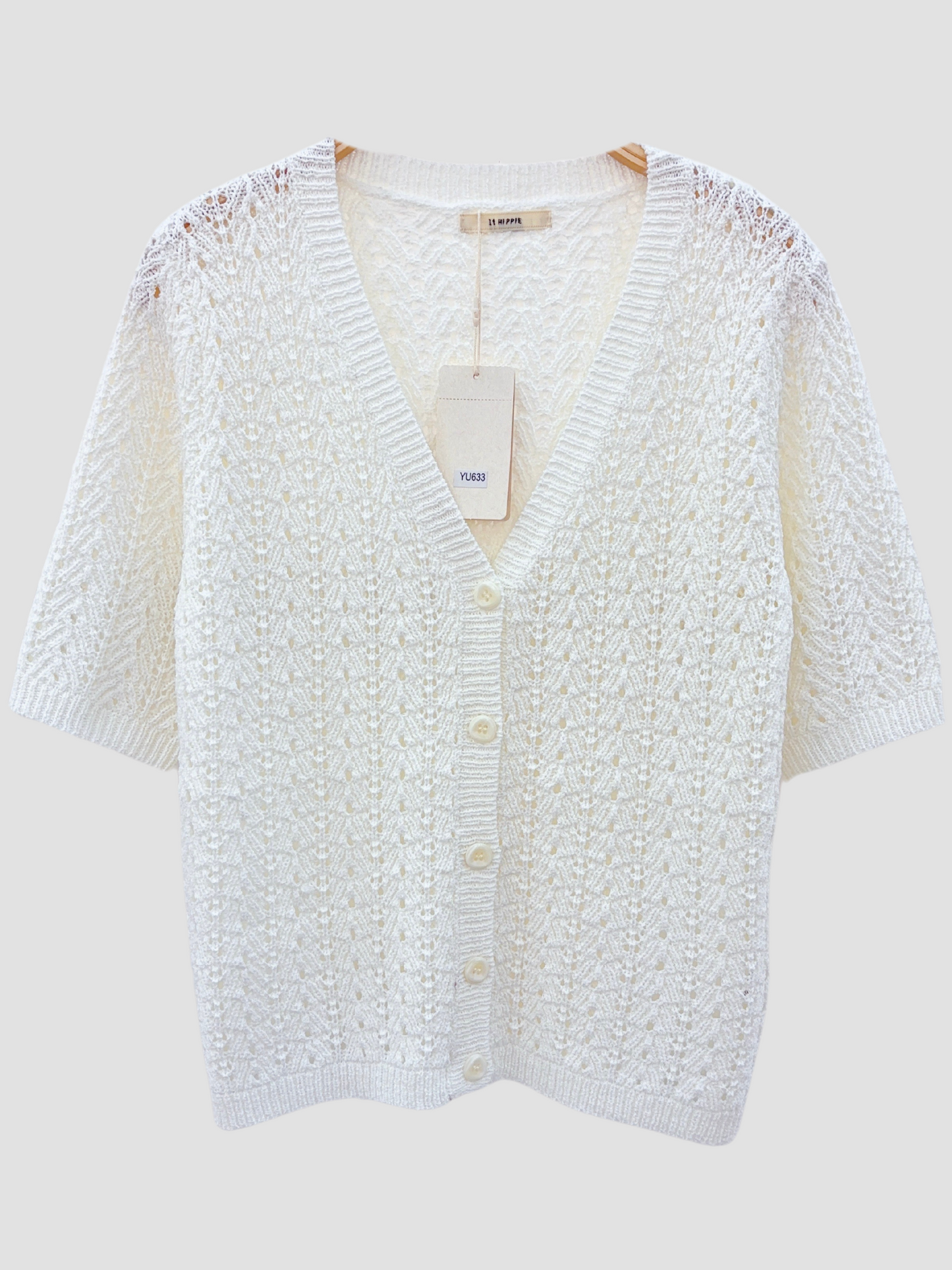 Cardigan Ajouré Col V Uni