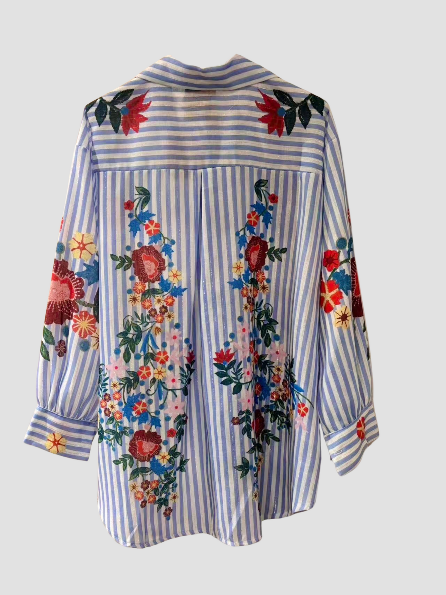 Chemise Bohème Brodée Rayée