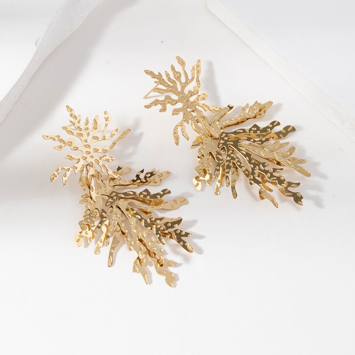 Boucles d’oreilles "Corail Doré"
