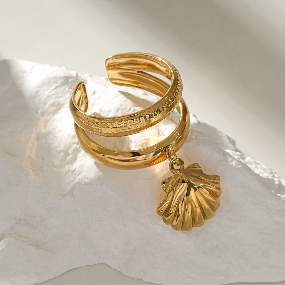 Bague Fantaisie Coquillage Doré