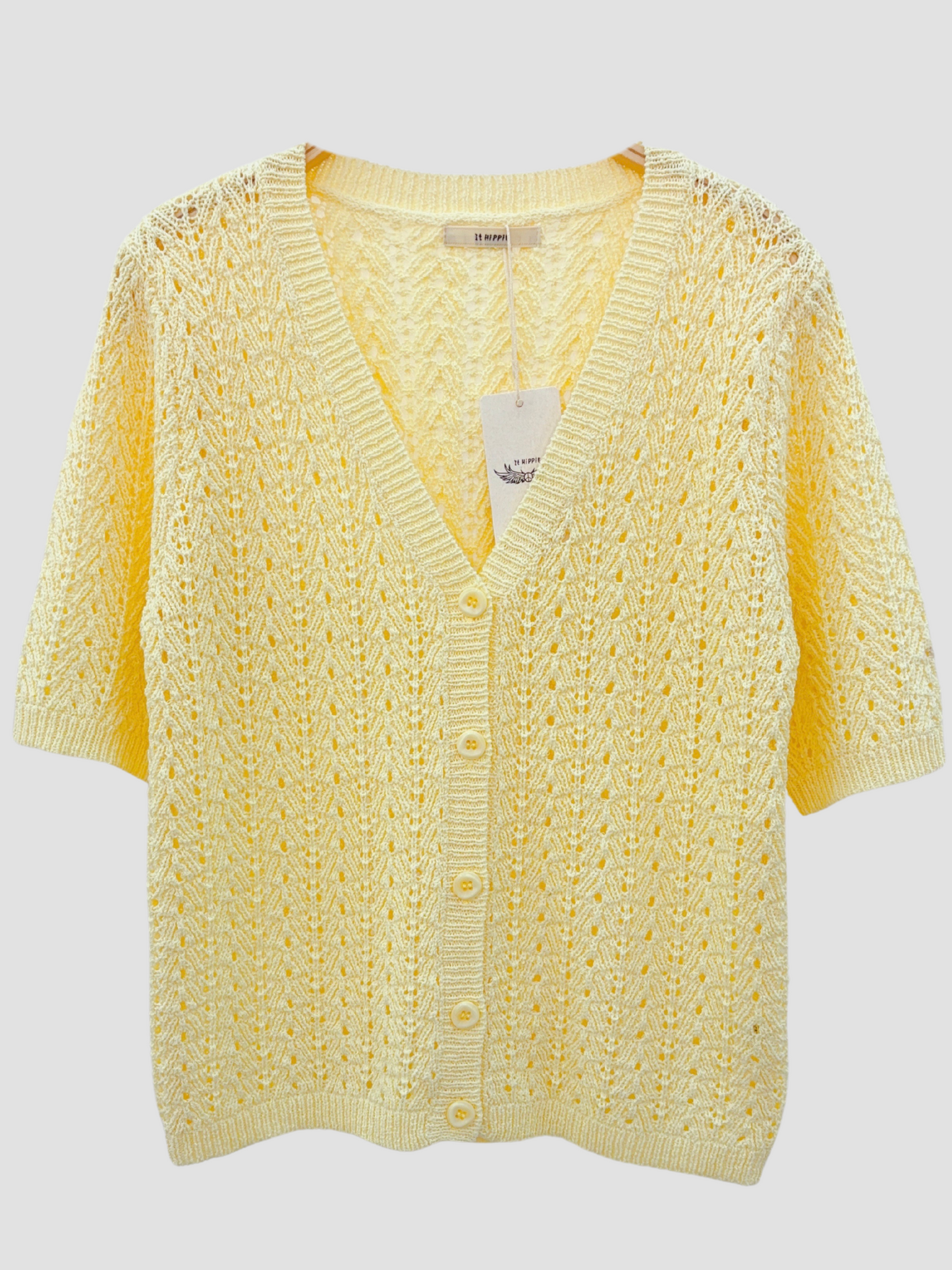 Cardigan Ajouré Col V Uni