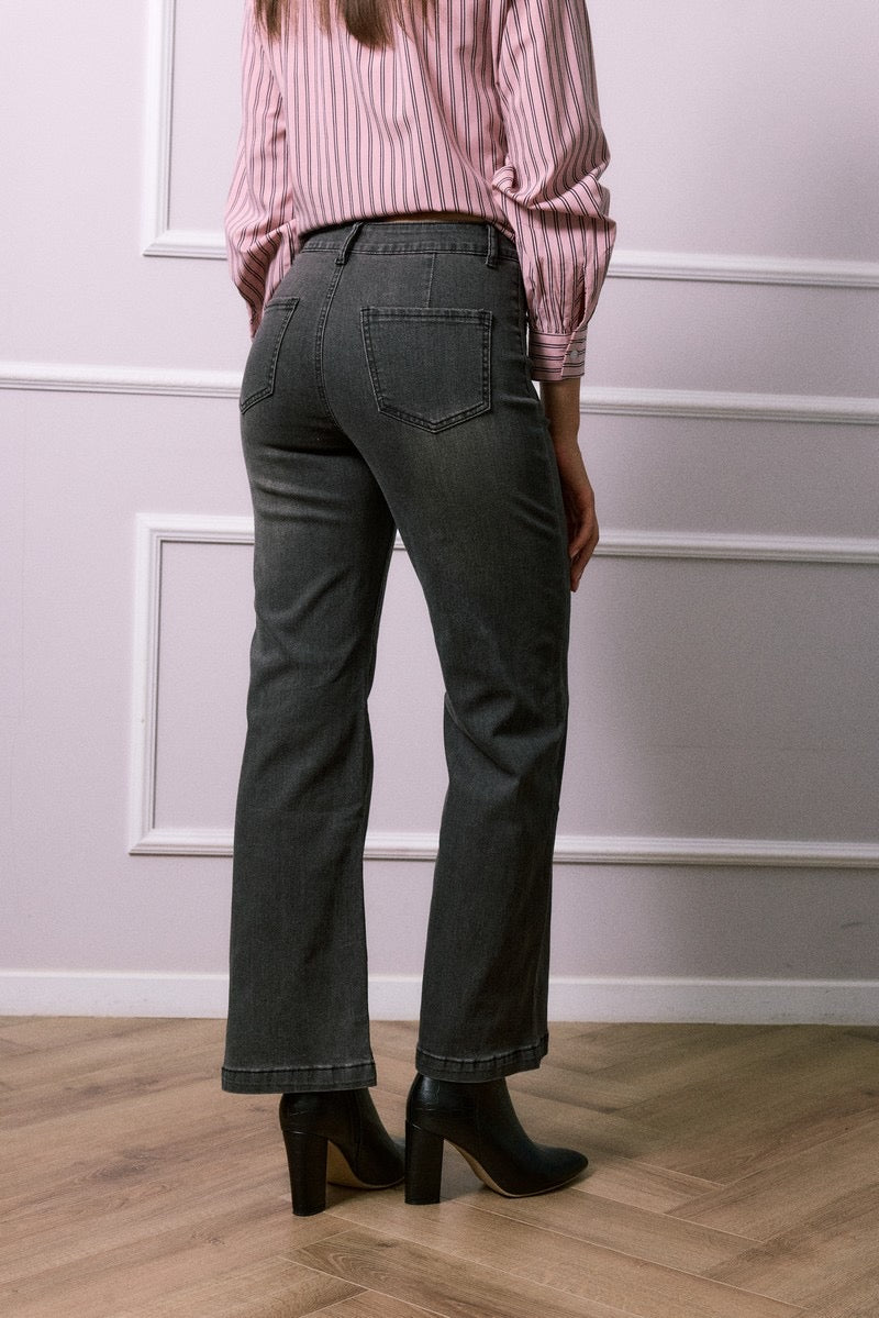 Jean Flare Gris Délavé