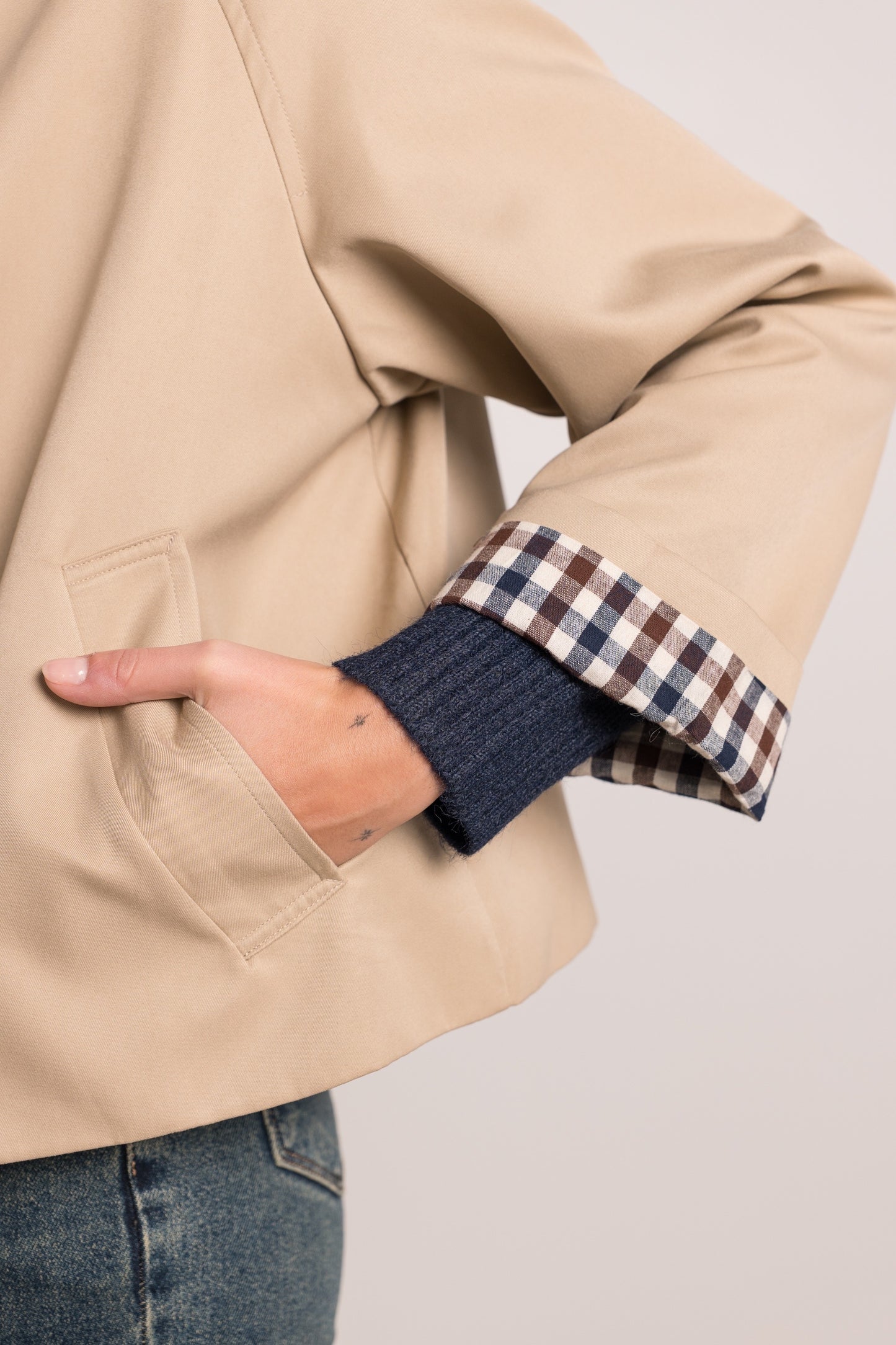 Veste Trench Revers Carreaux