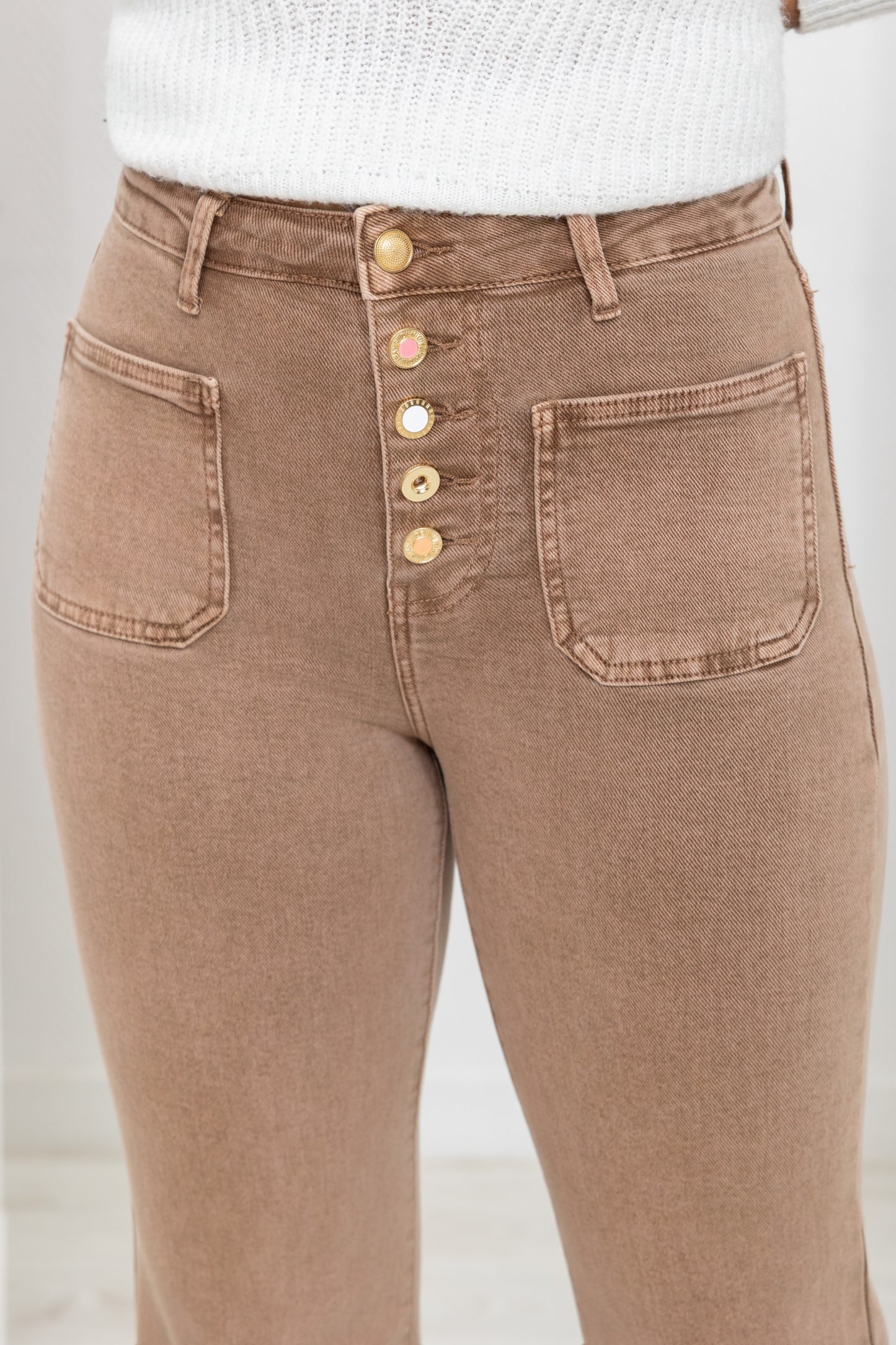 Jean Taille Haute à Boutons