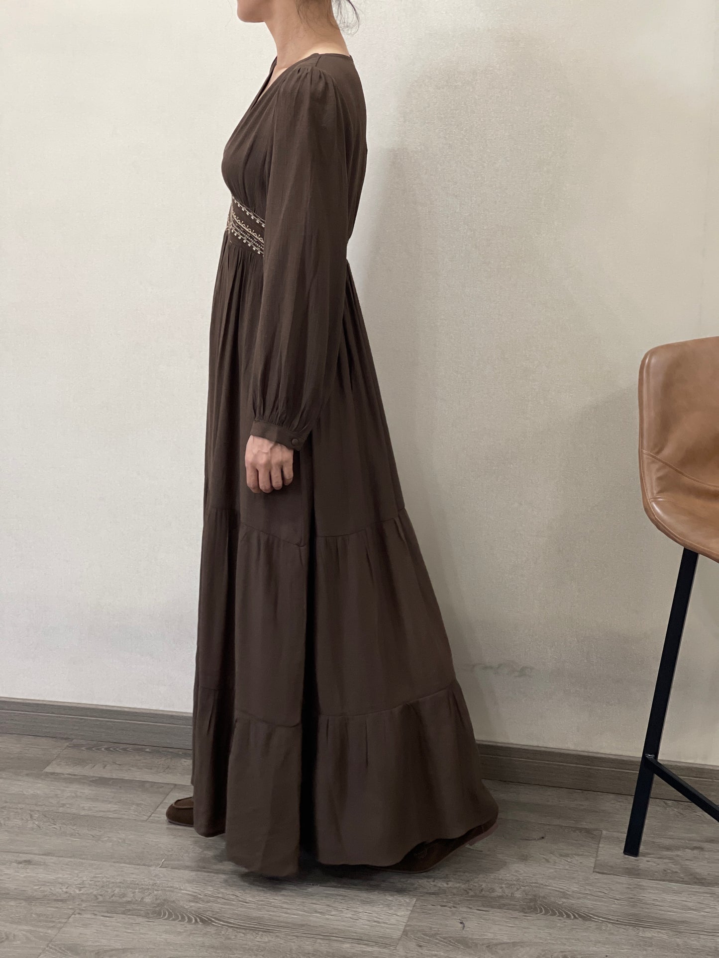 Robe Longue Fluide Col V