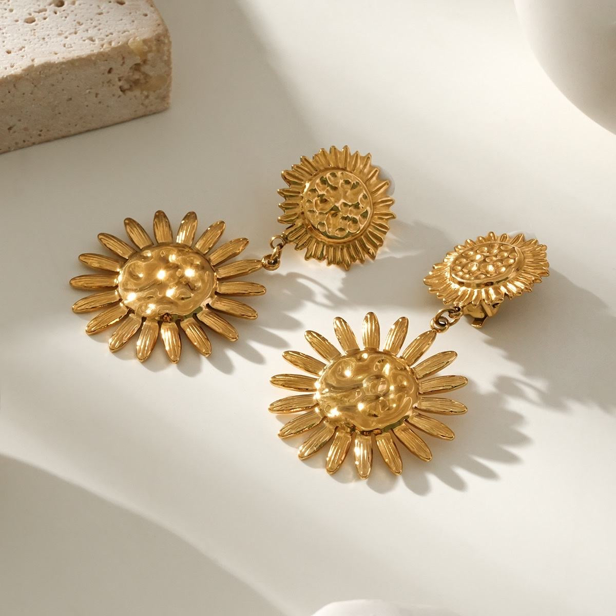 Boucles d'Oreilles "Tournesol Doré"