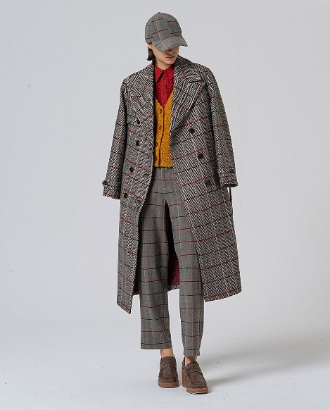 Trench Long à Carreaux