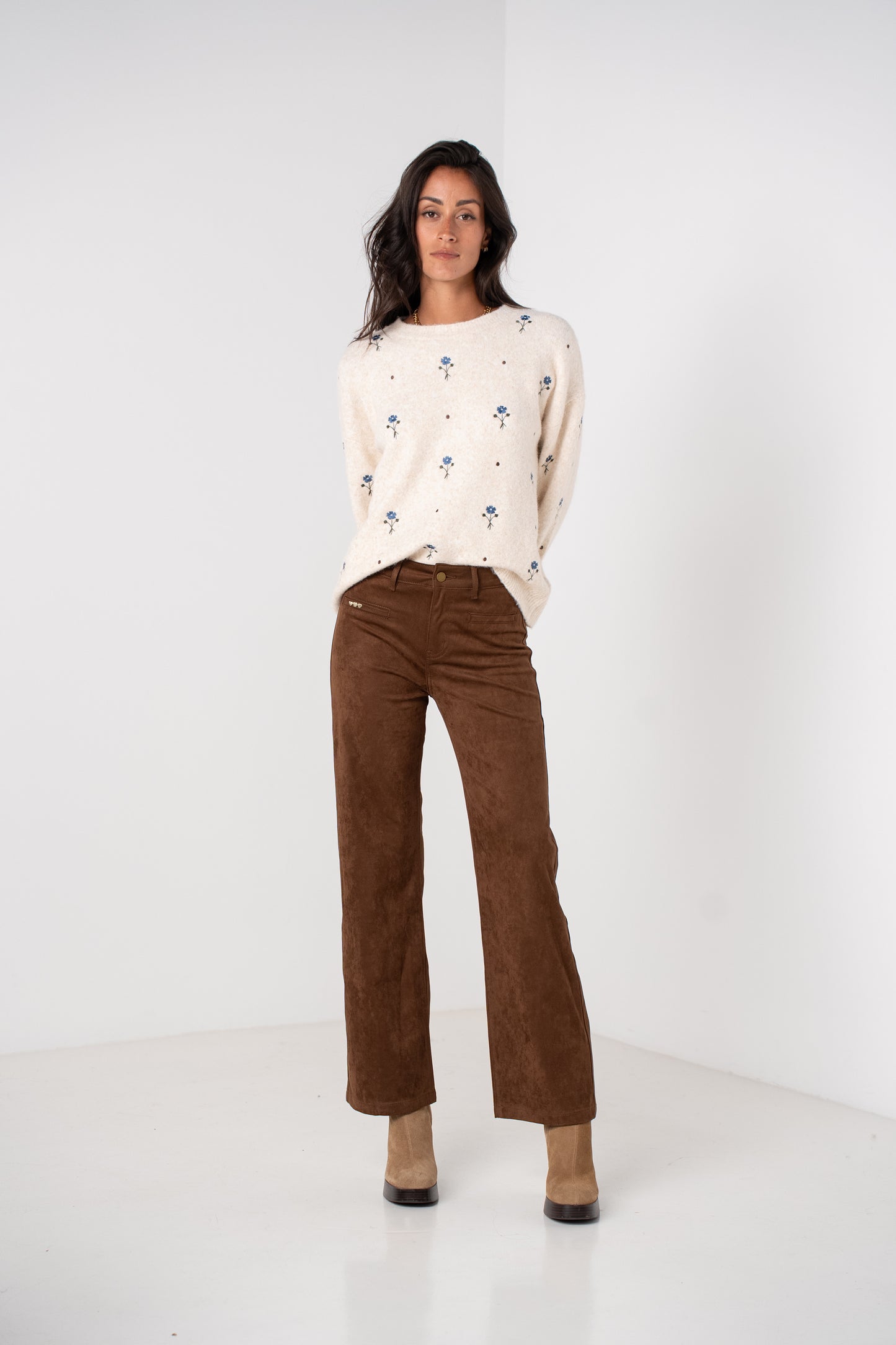Pantalon Droit en Suédine