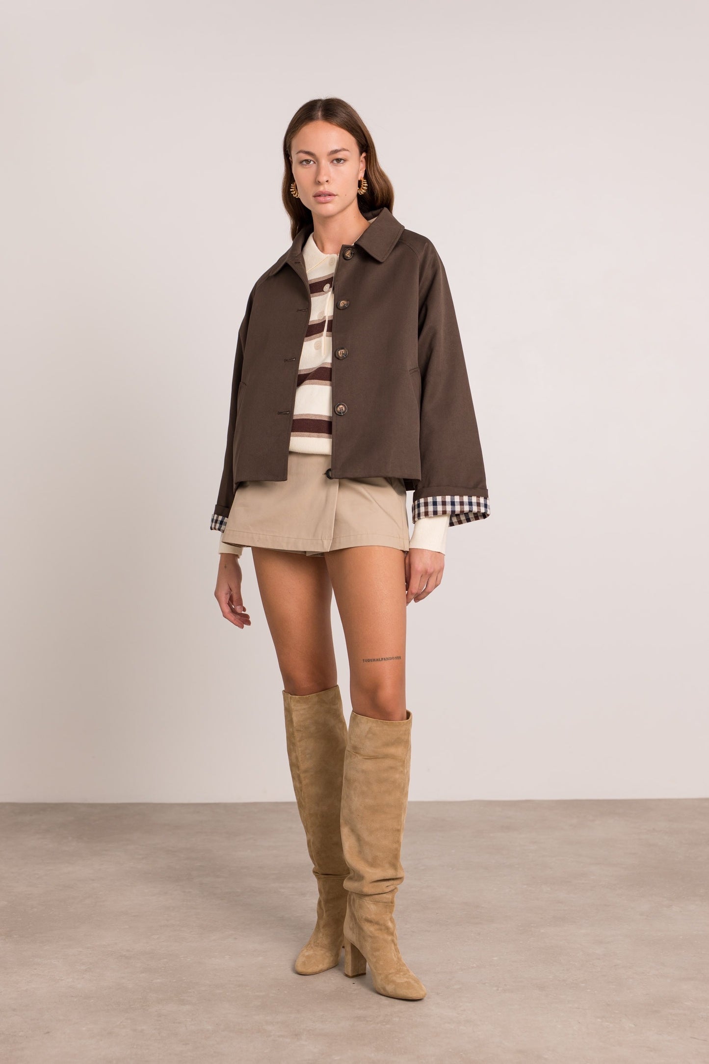 Veste Trench Revers Carreaux