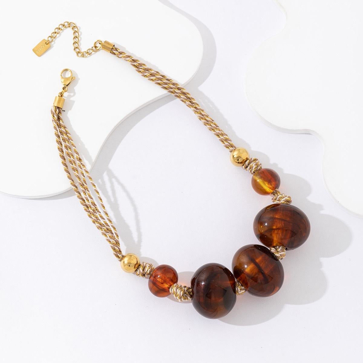 Collier Perles Ambre