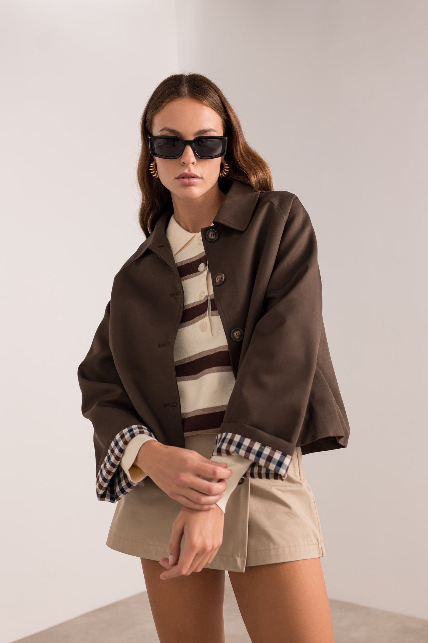 Veste Trench Revers Carreaux