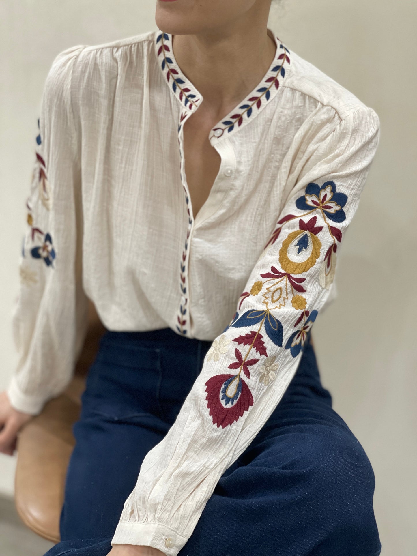 Blouse Coton Broderie Colorée