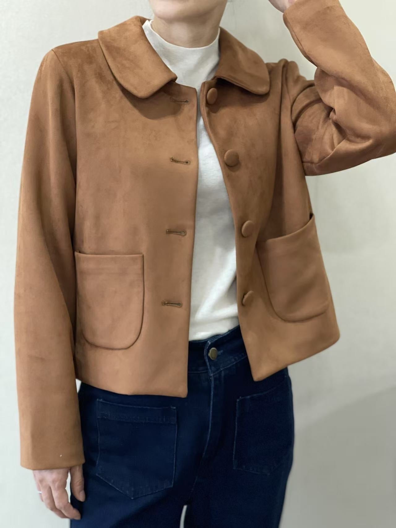 Veste Suédine Col Chemise
