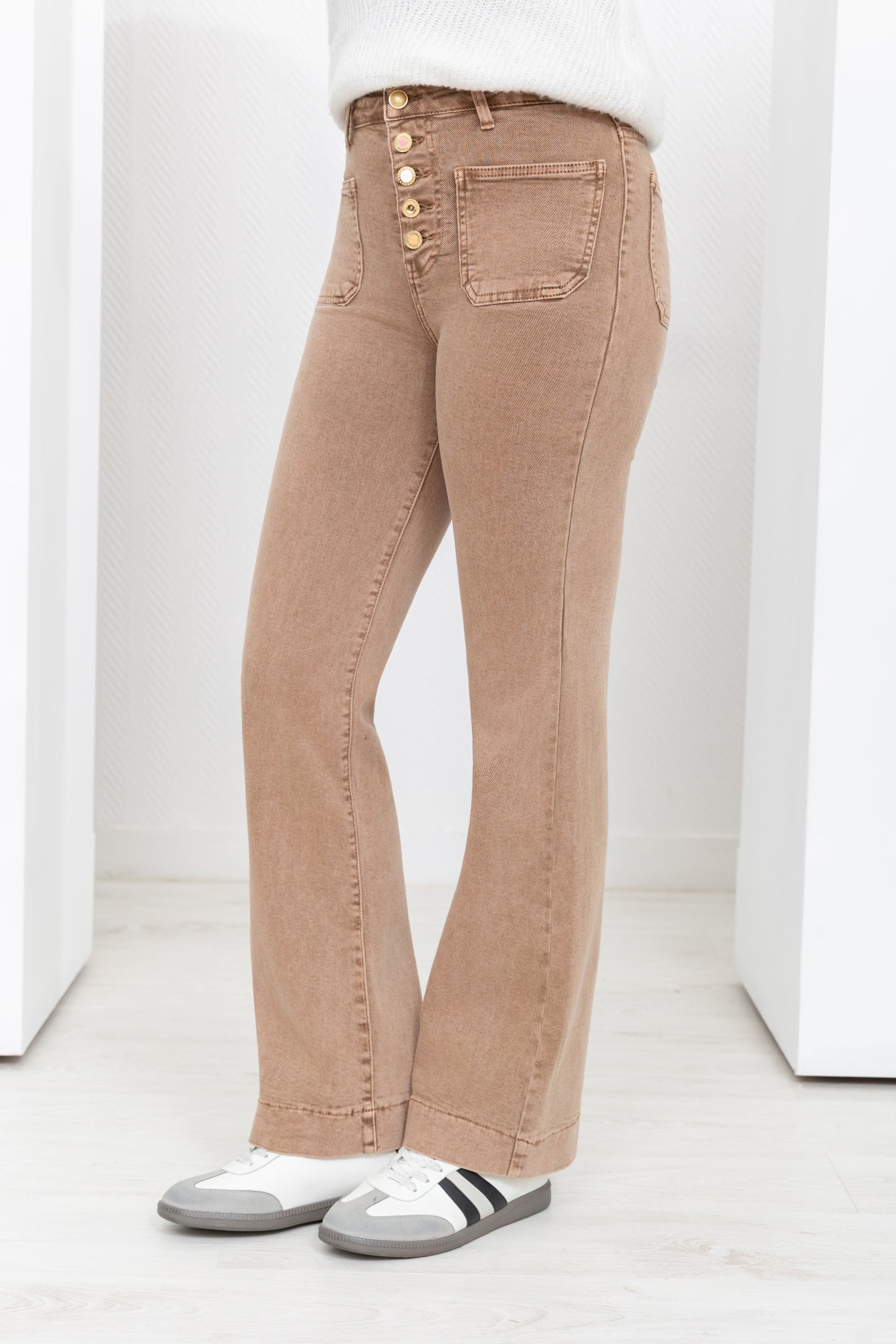 Jean Taille Haute à Boutons