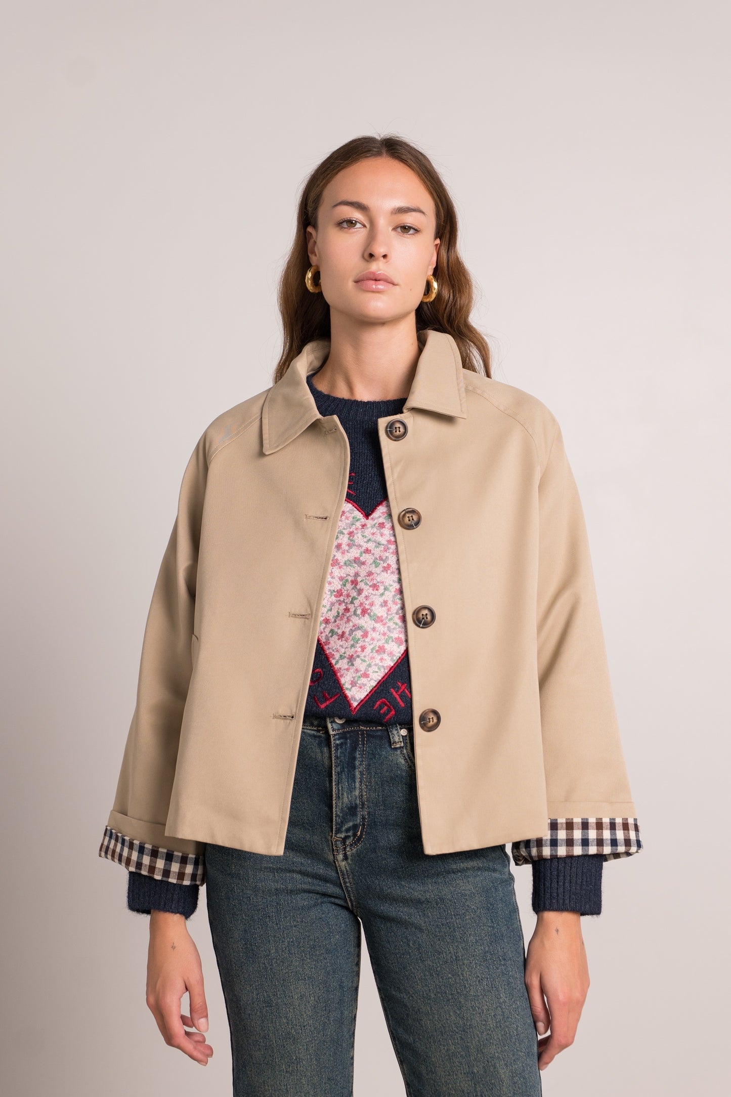 Veste Trench Revers Carreaux