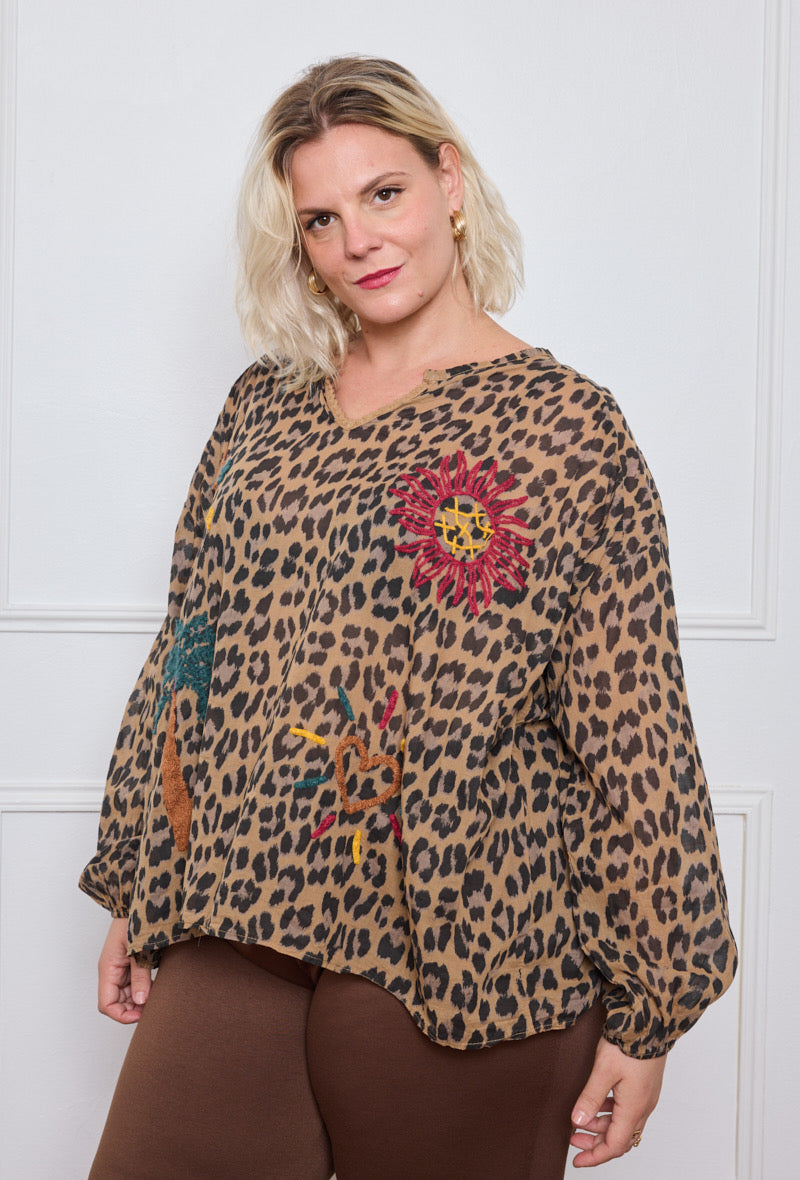 Blouse Léopard Coton - TU du 44 au 50
