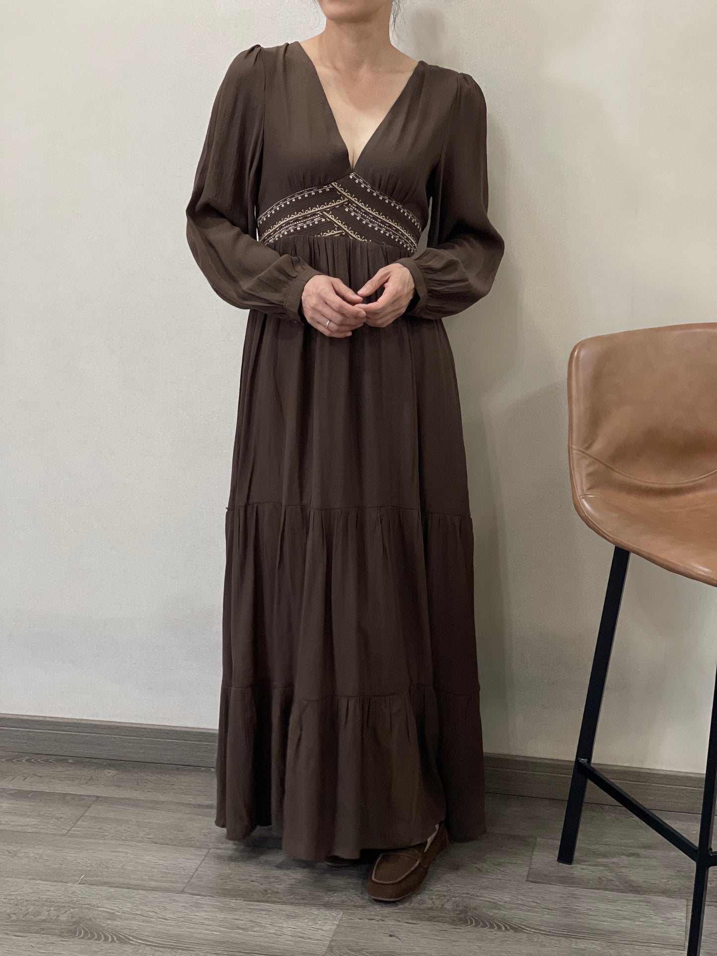 Robe Longue Fluide Col V