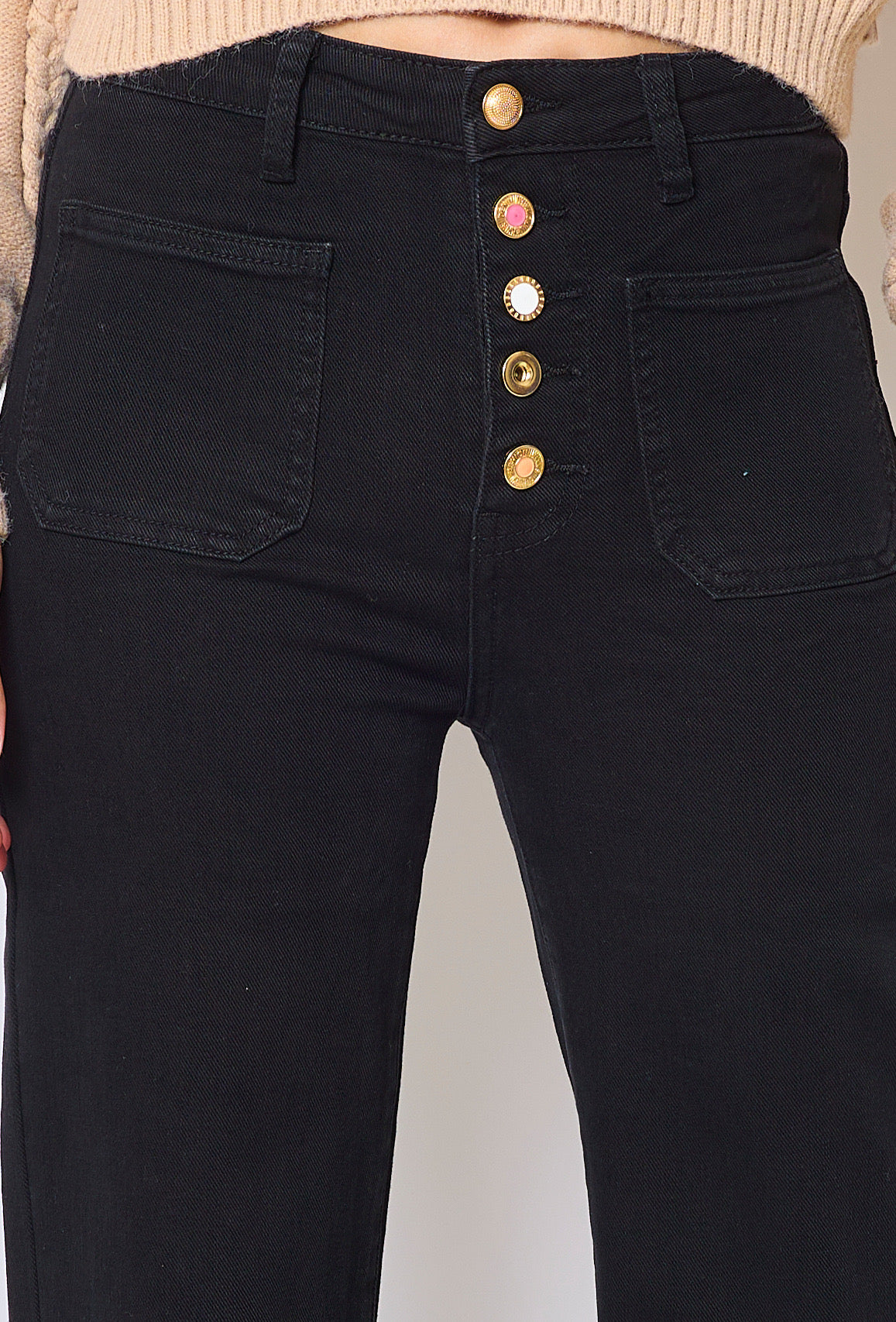 Jean Taille Haute à Boutons