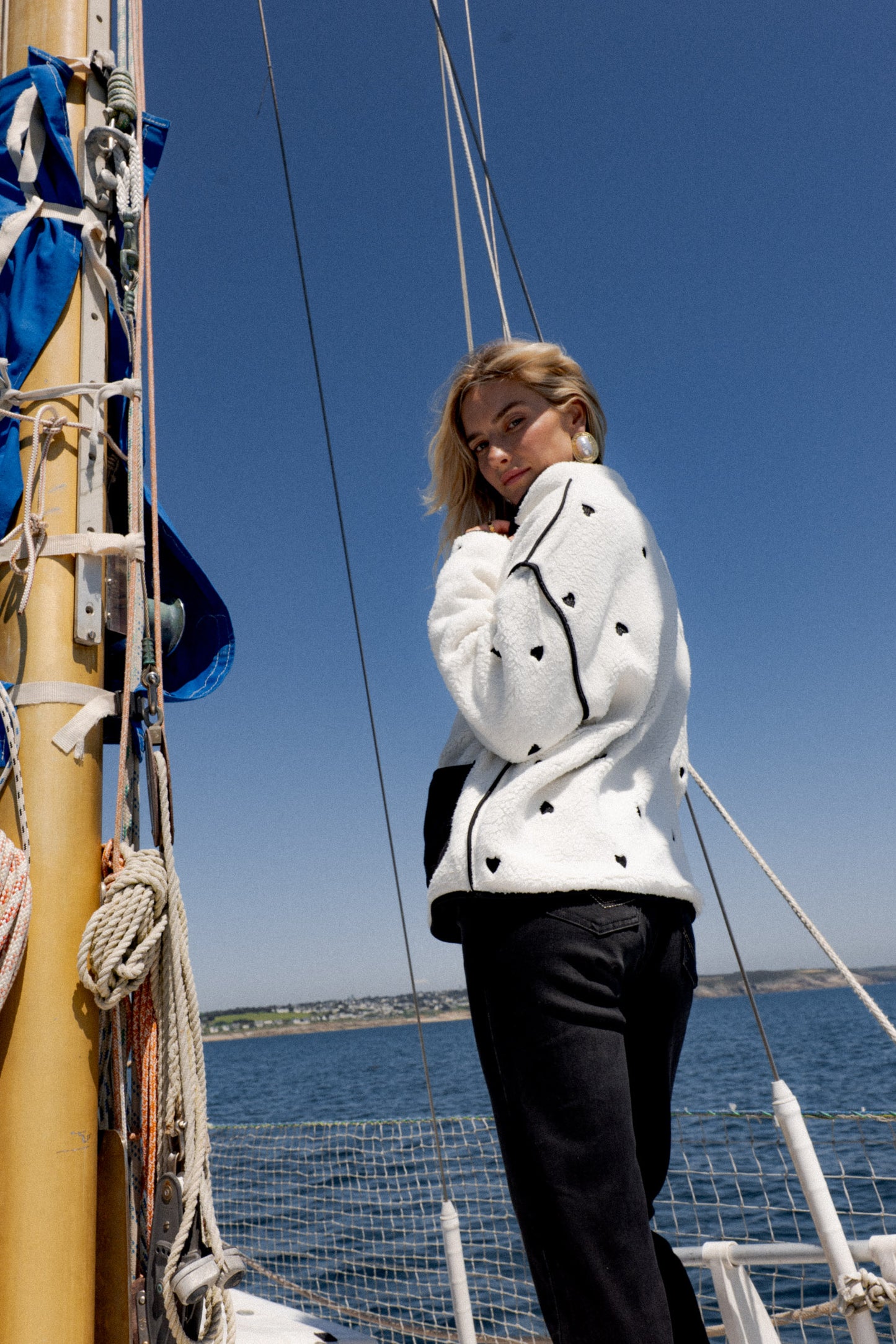 Veste à Motifs Coeurs Réversible