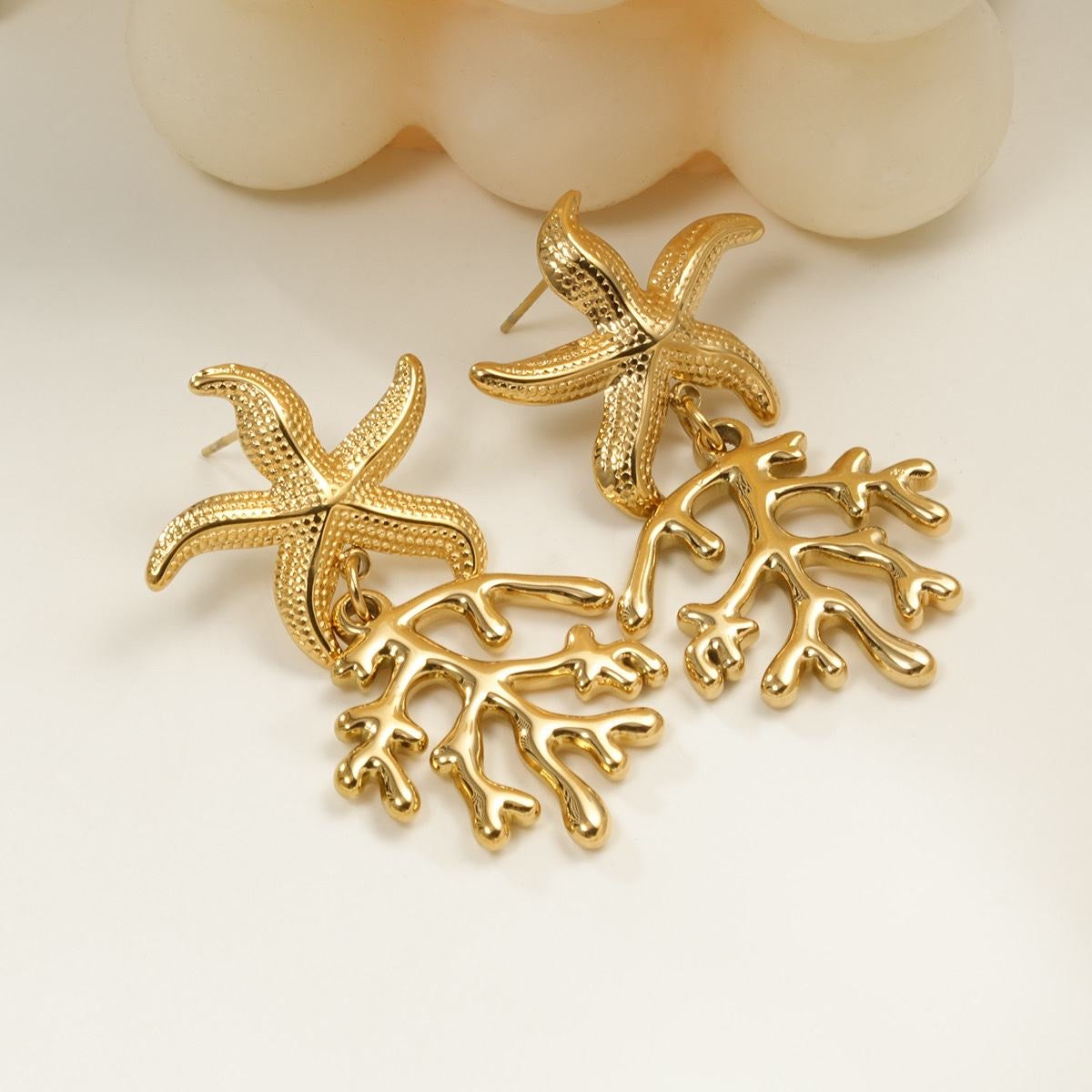 Boucle d'Oreille Étoile de Mer Corail
