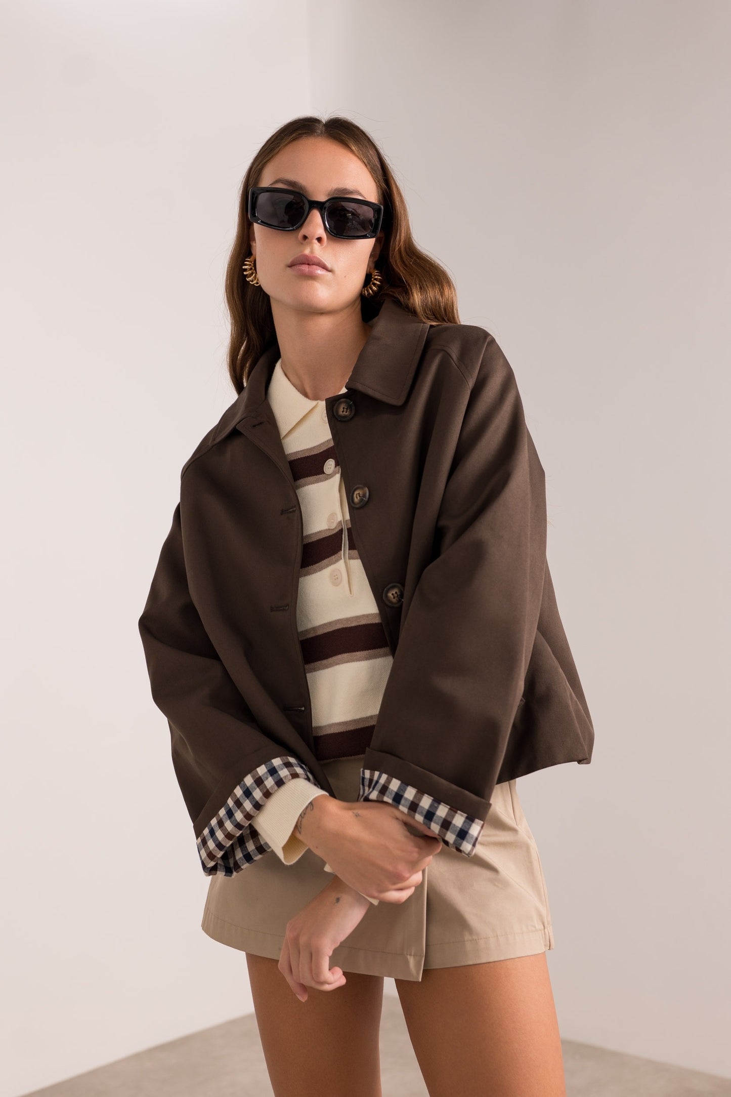 Veste Trench Revers Carreaux