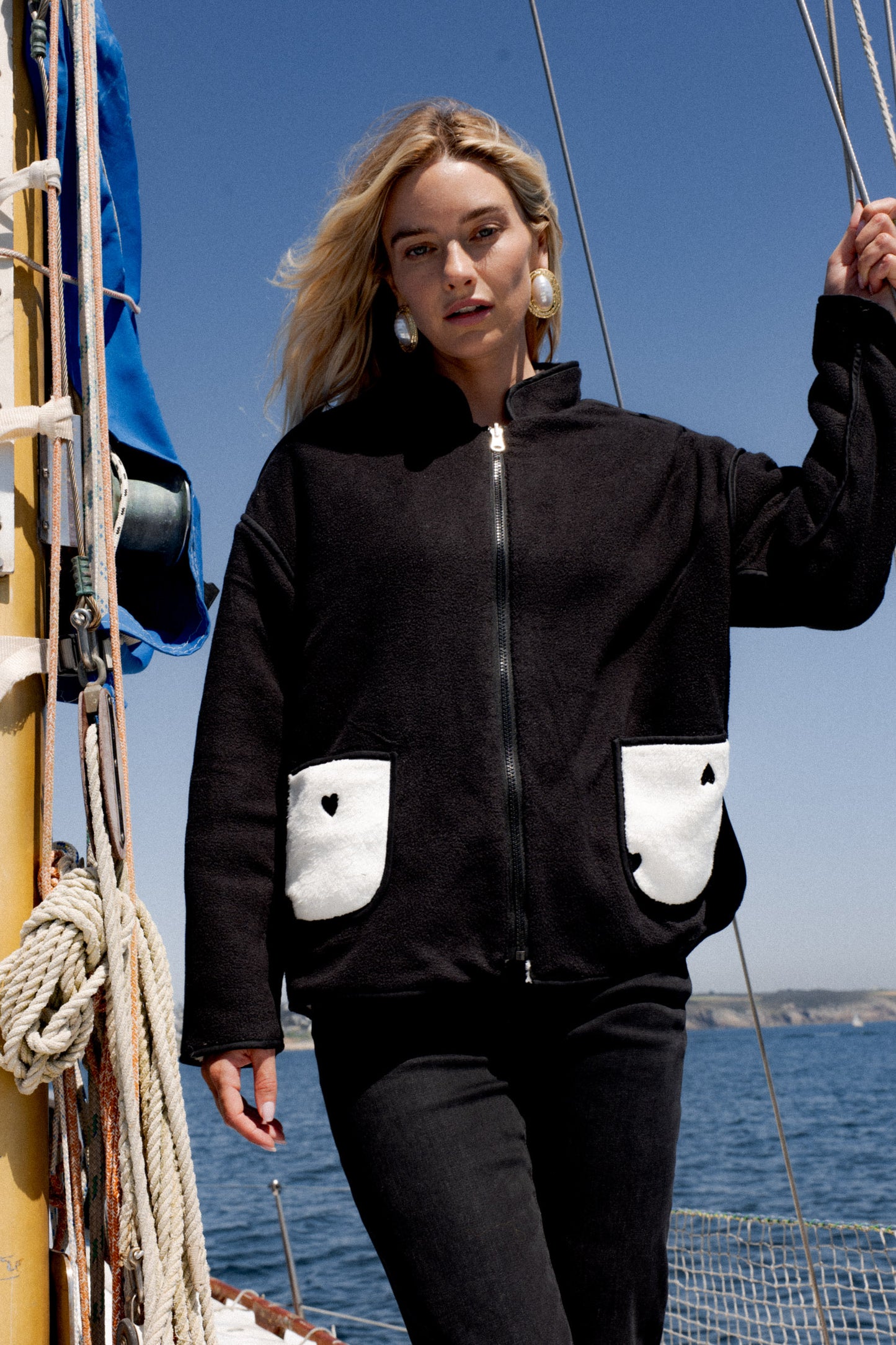 Veste à Motifs Coeurs Réversible