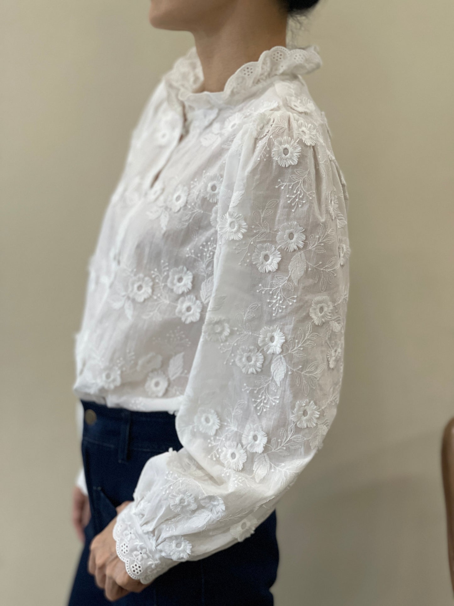 Chemise Col Volanté Brodé