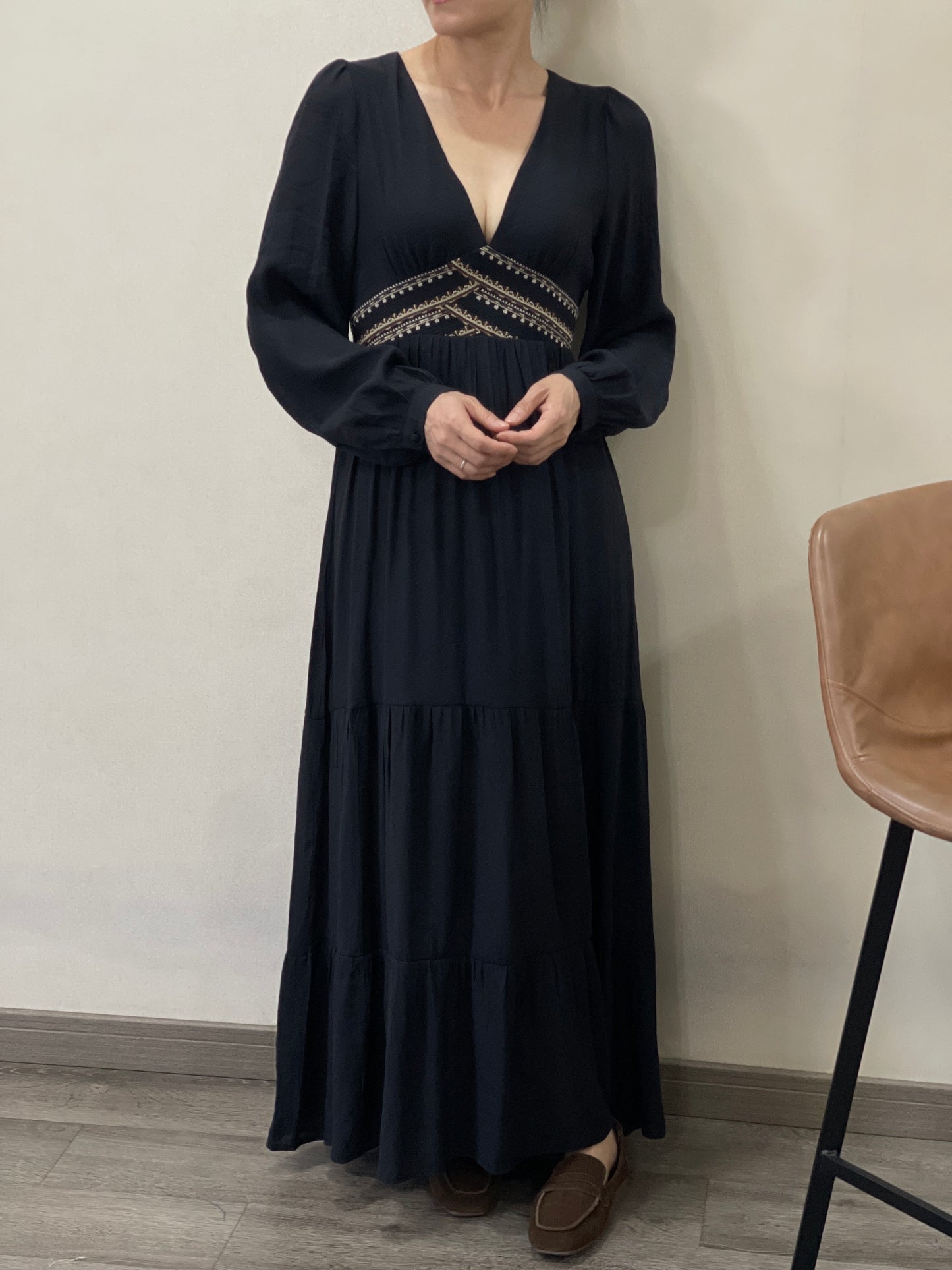 Robe Longue Fluide Col V