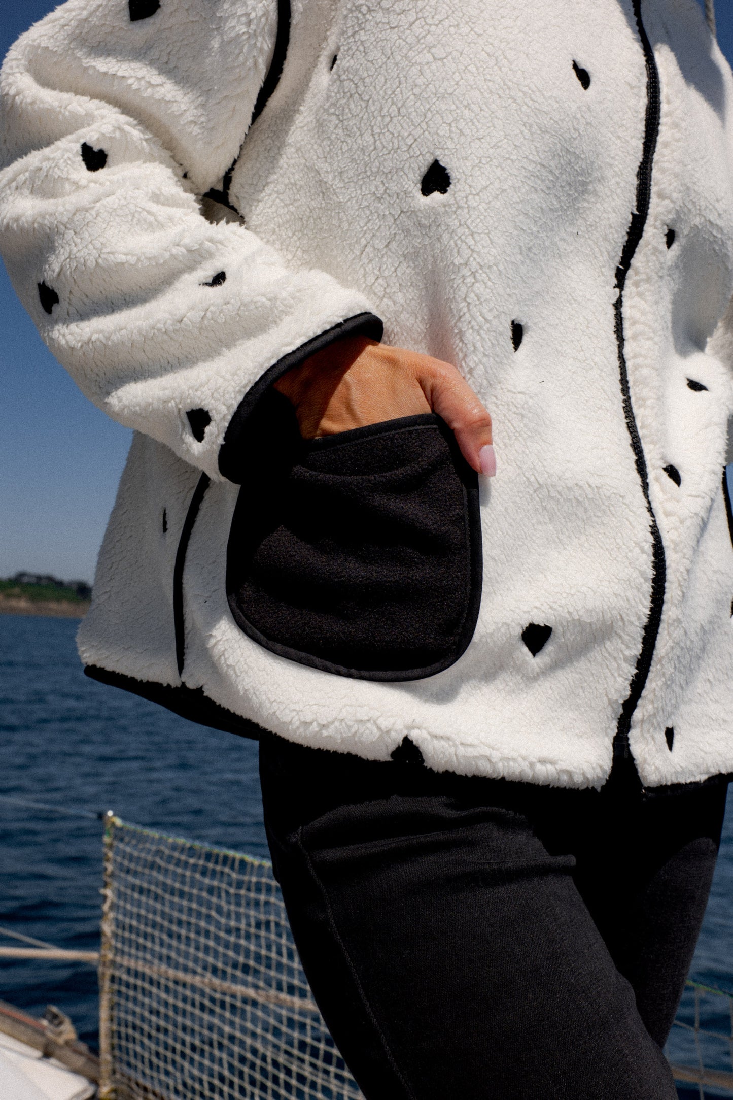 Veste à Motifs Coeurs Réversible