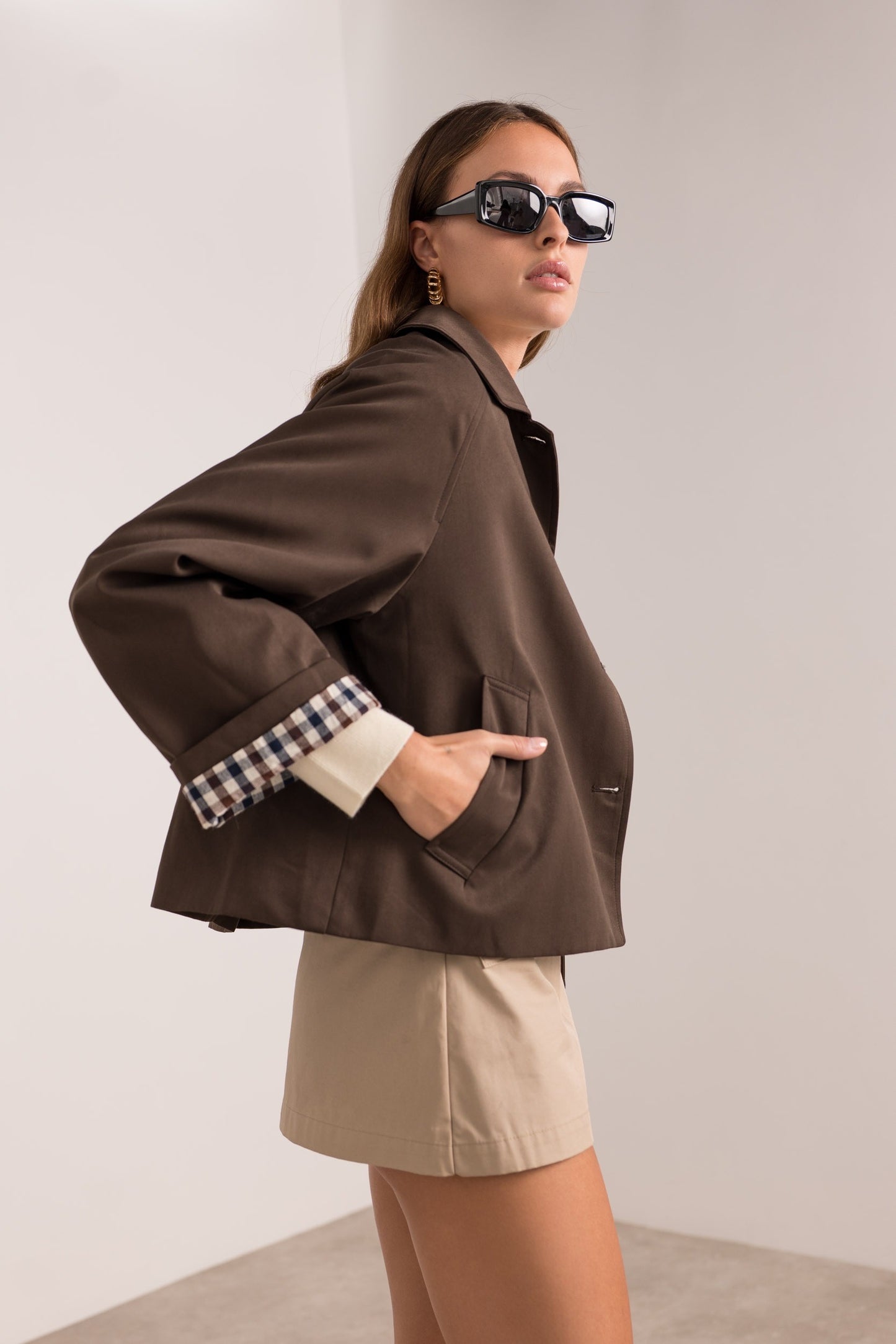 Veste Trench Revers Carreaux