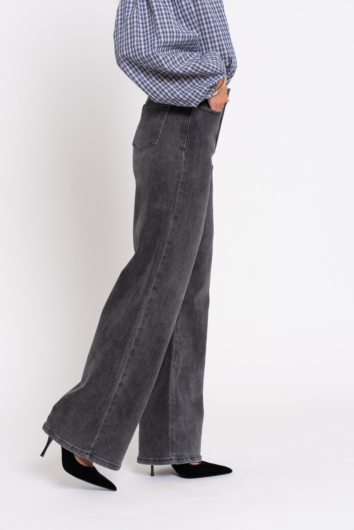 Jean Coupe Large Gris