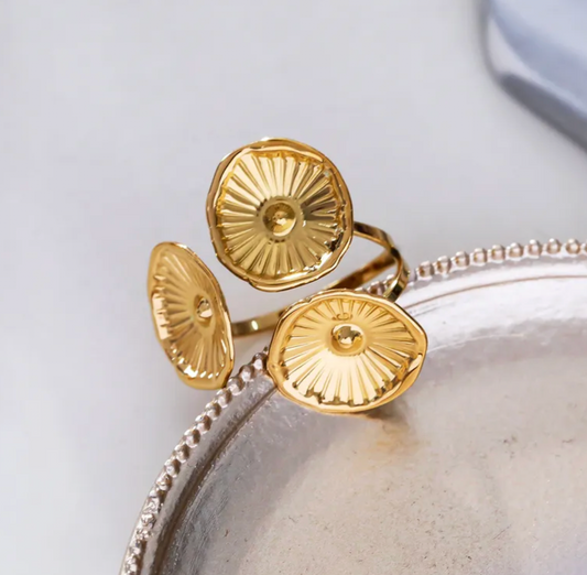 Bague Dorée Motif Fleur