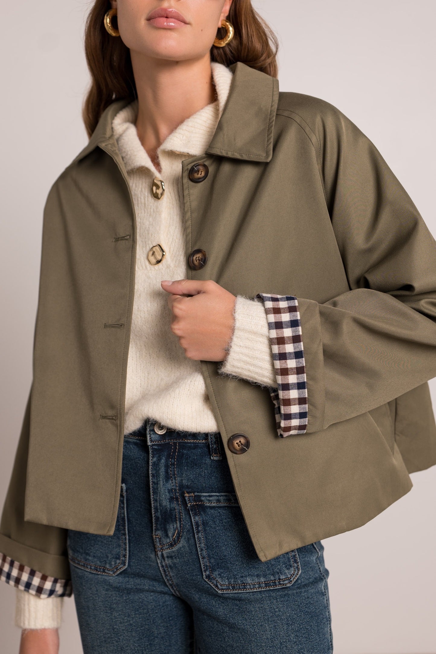 Veste Trench Revers Carreaux