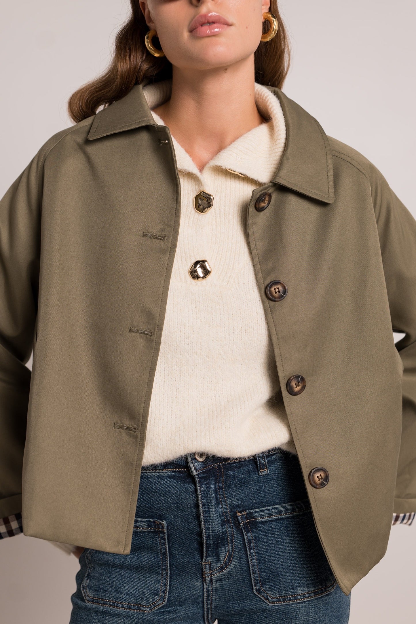 Veste Trench Revers Carreaux