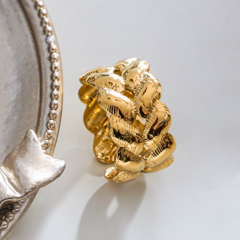 Bague "Tressage Doré"