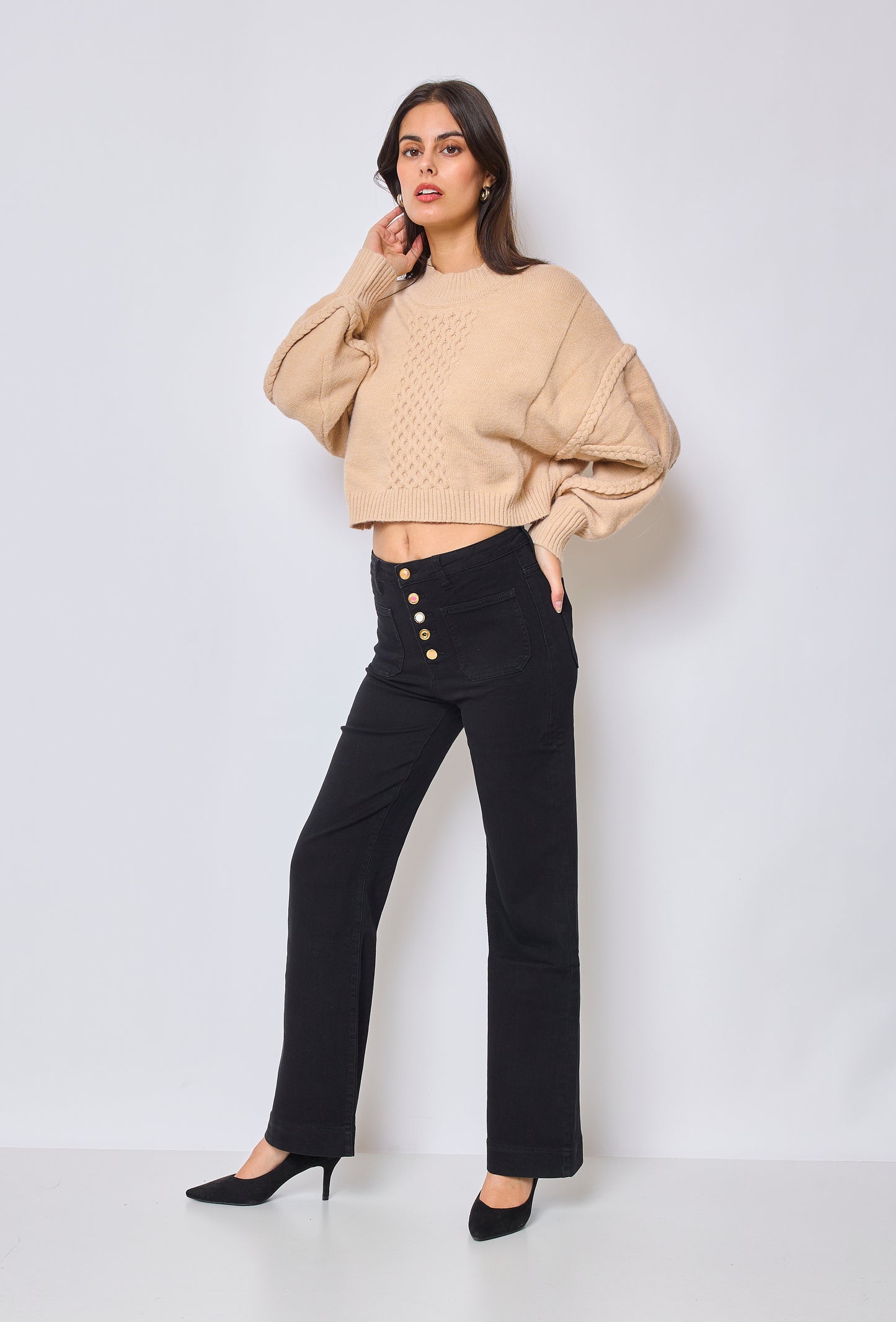 Jean Taille Haute à Boutons