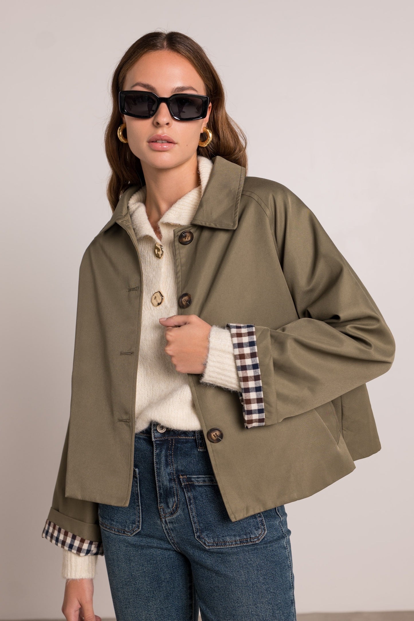 Veste Trench Revers Carreaux