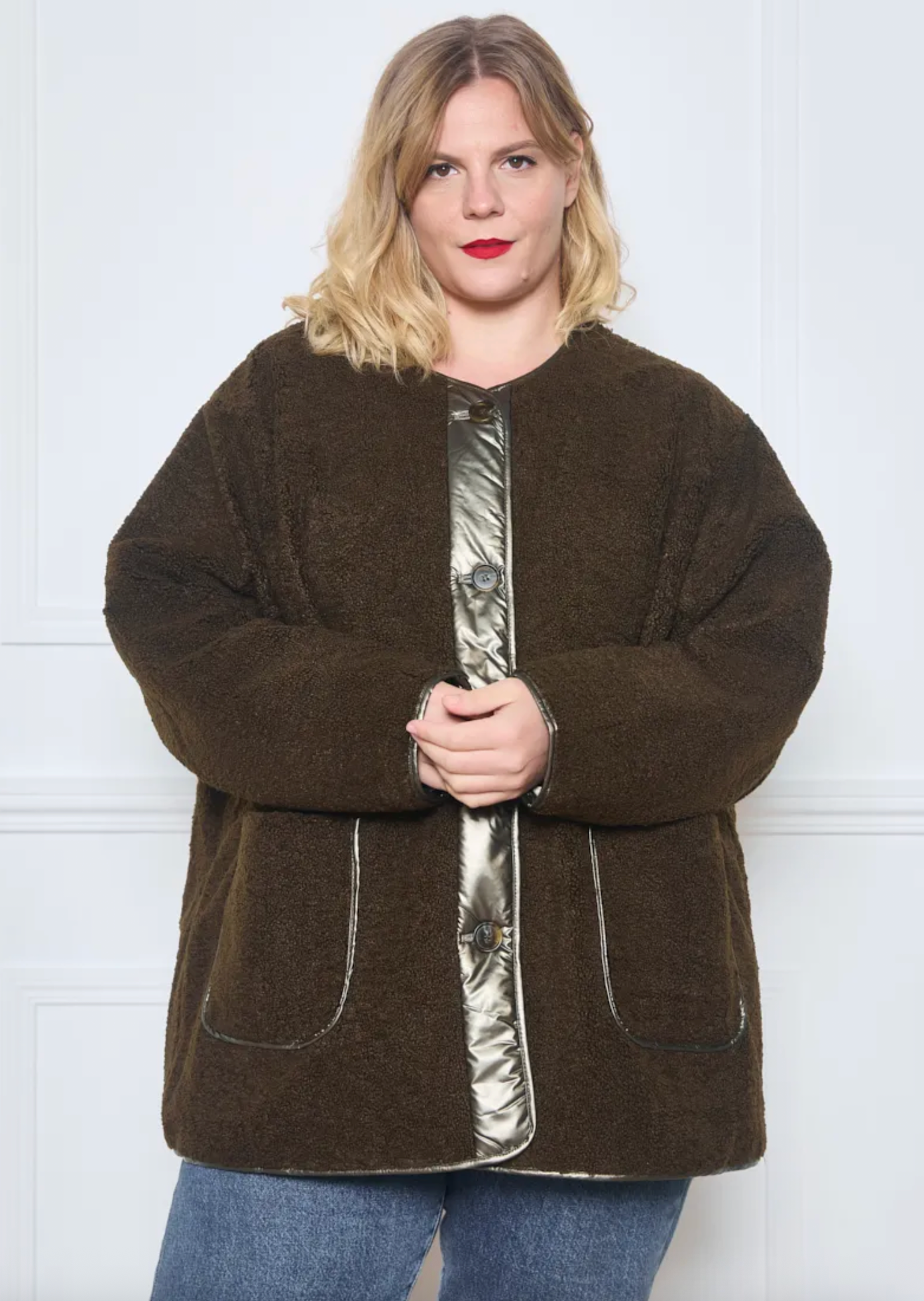 Manteau Réversible Bi Matière - Grandes Tailles