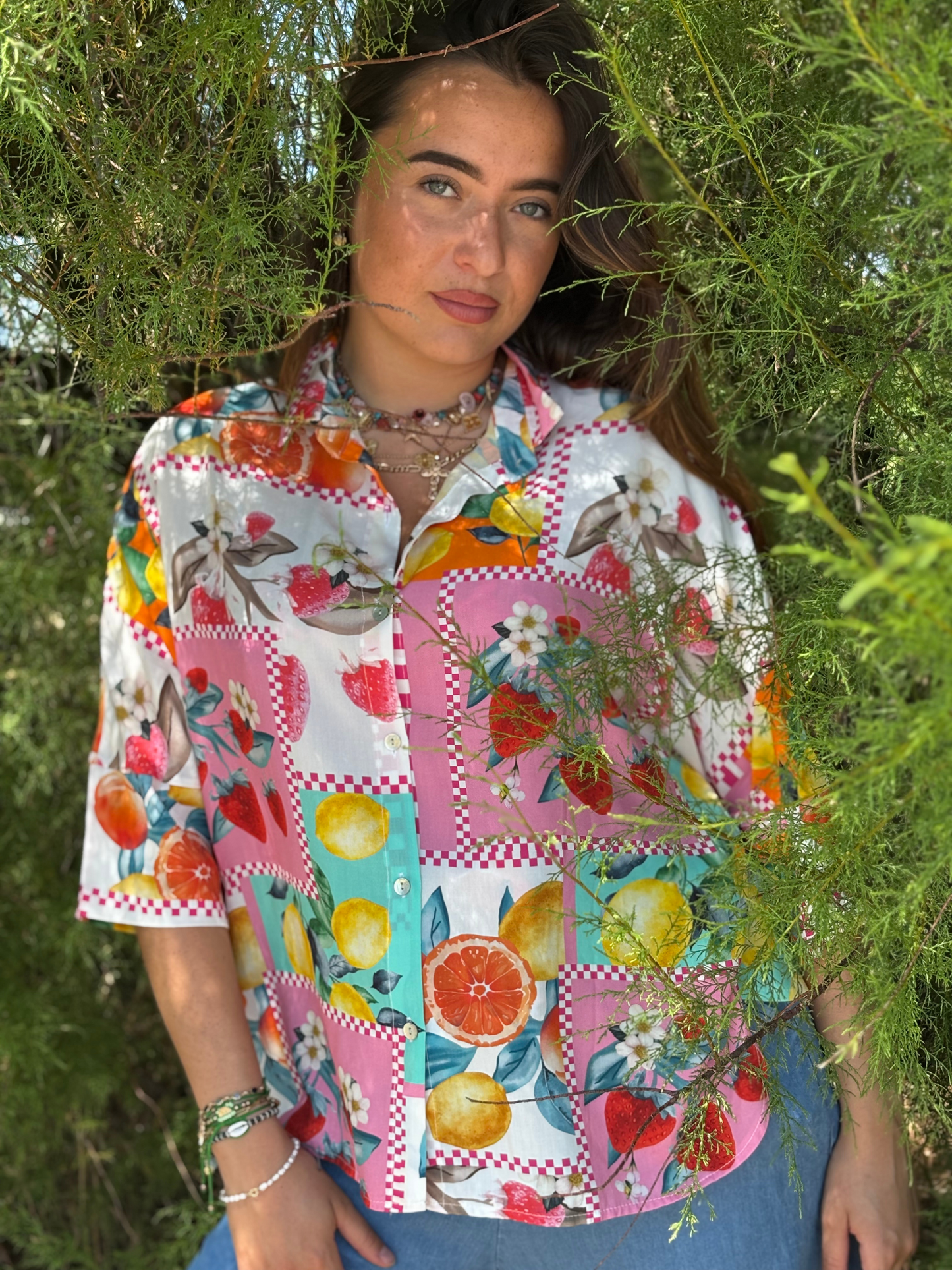 Chemise fluide en viscose multicolore