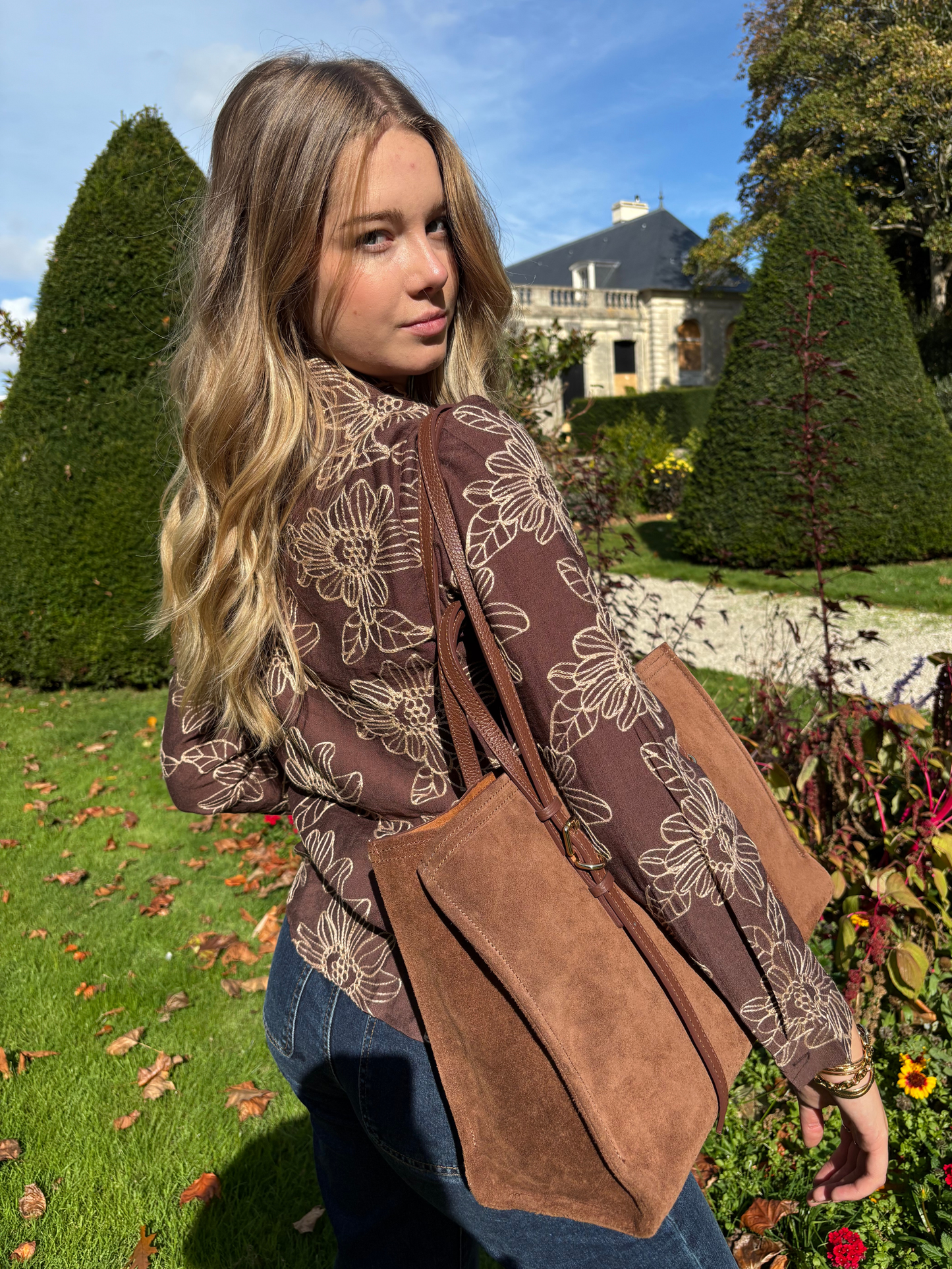 Chemise Florale Marron