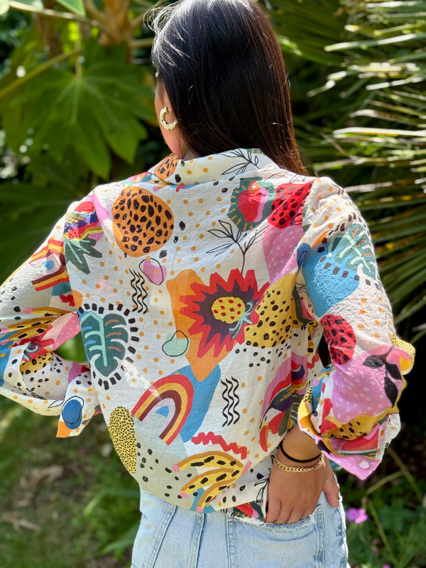 Chemise Imprimé Graphique Colorée en Viscose