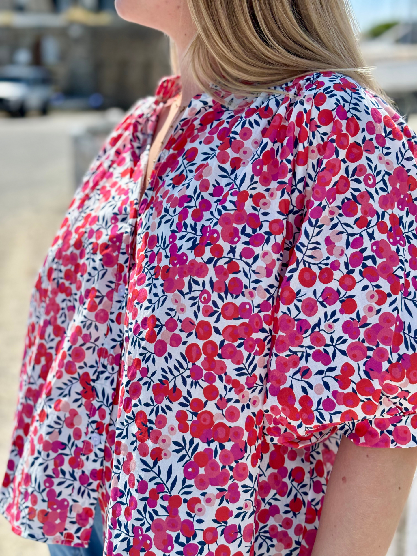 Blouse en coton imprimé fleuri