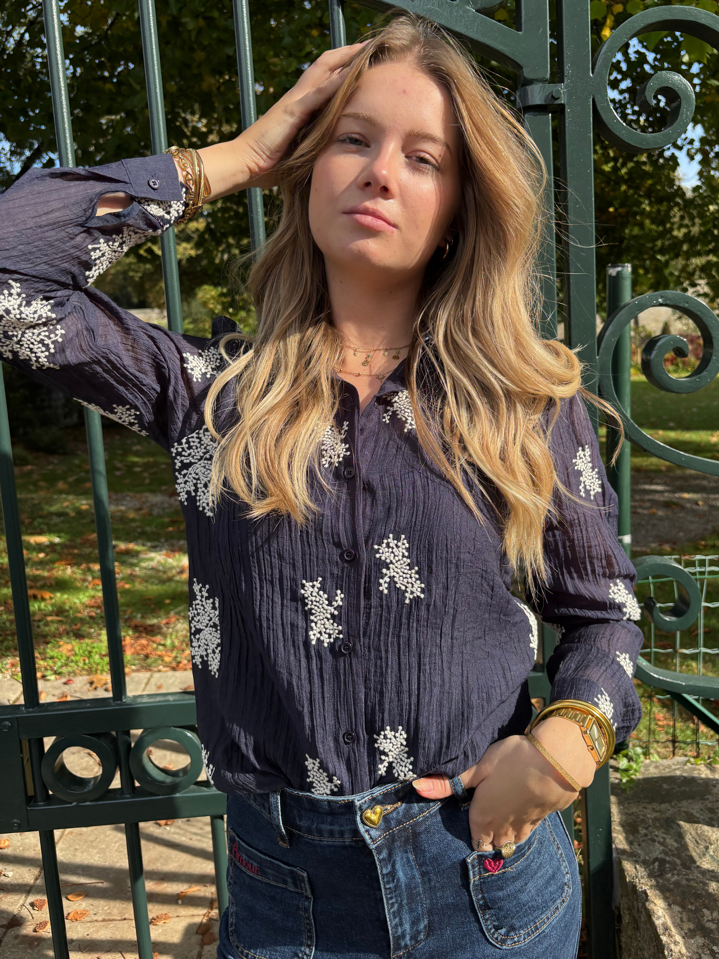 Chemise Marine Brodée